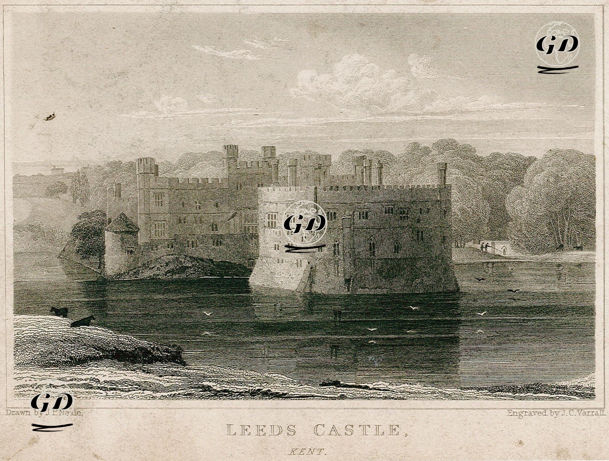 Leeds Kalesi, Kent - John Preston Neale (1780-1847) - 1820's