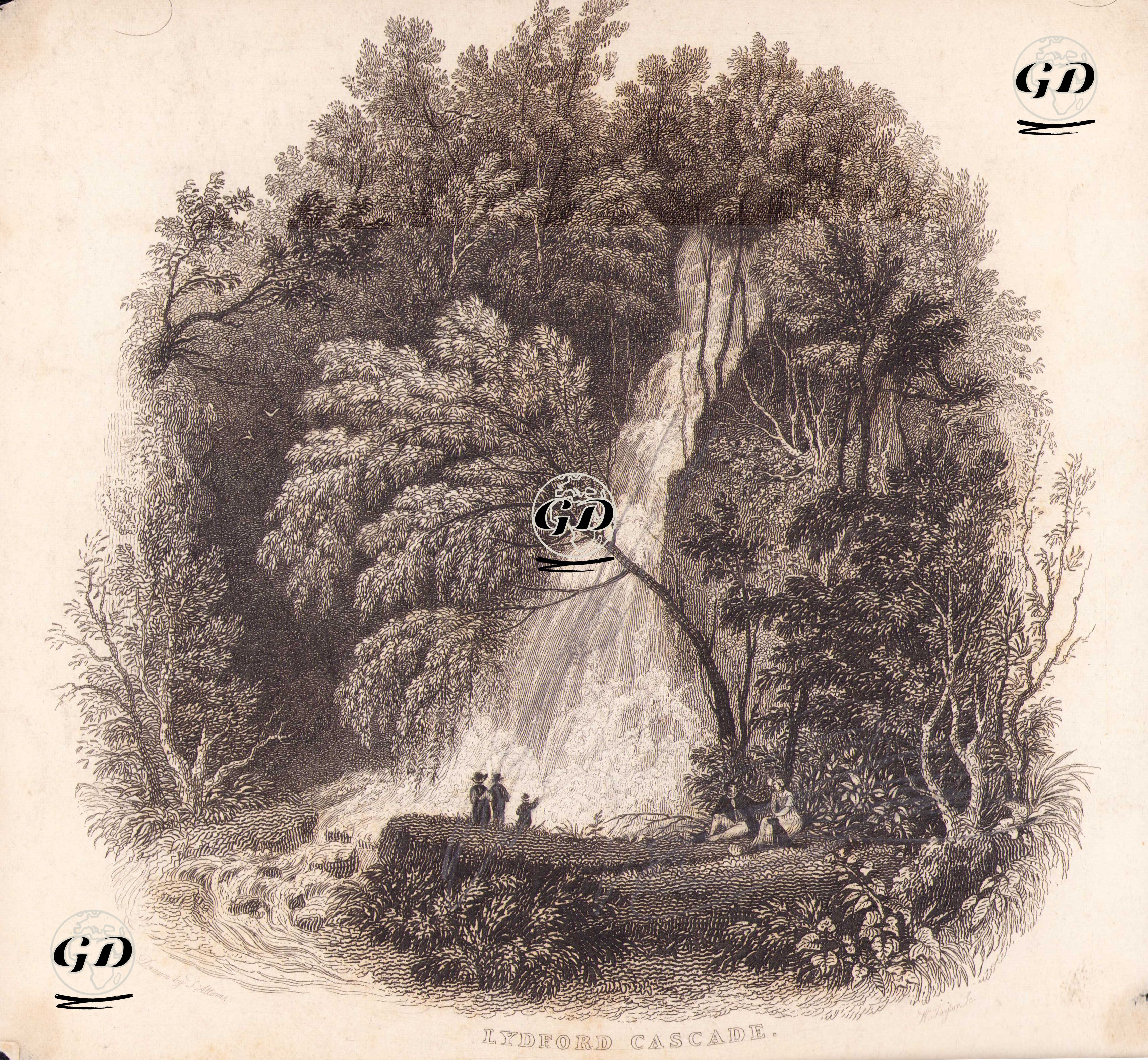 Lydford Şelalesi - Thomas Allom (1804-1872) - 1829