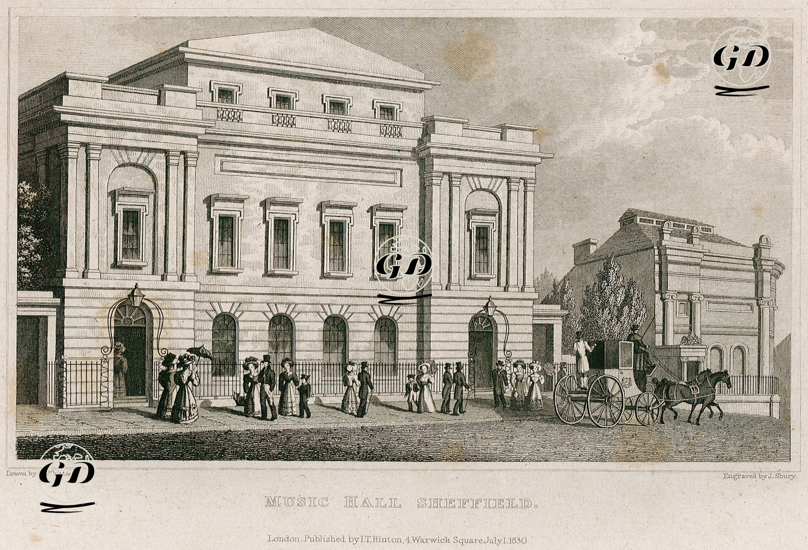 Konser Salonu (Halk Kütüphanesi), Sheffield - Nathaniel Whittock (1791-1860) - 1830