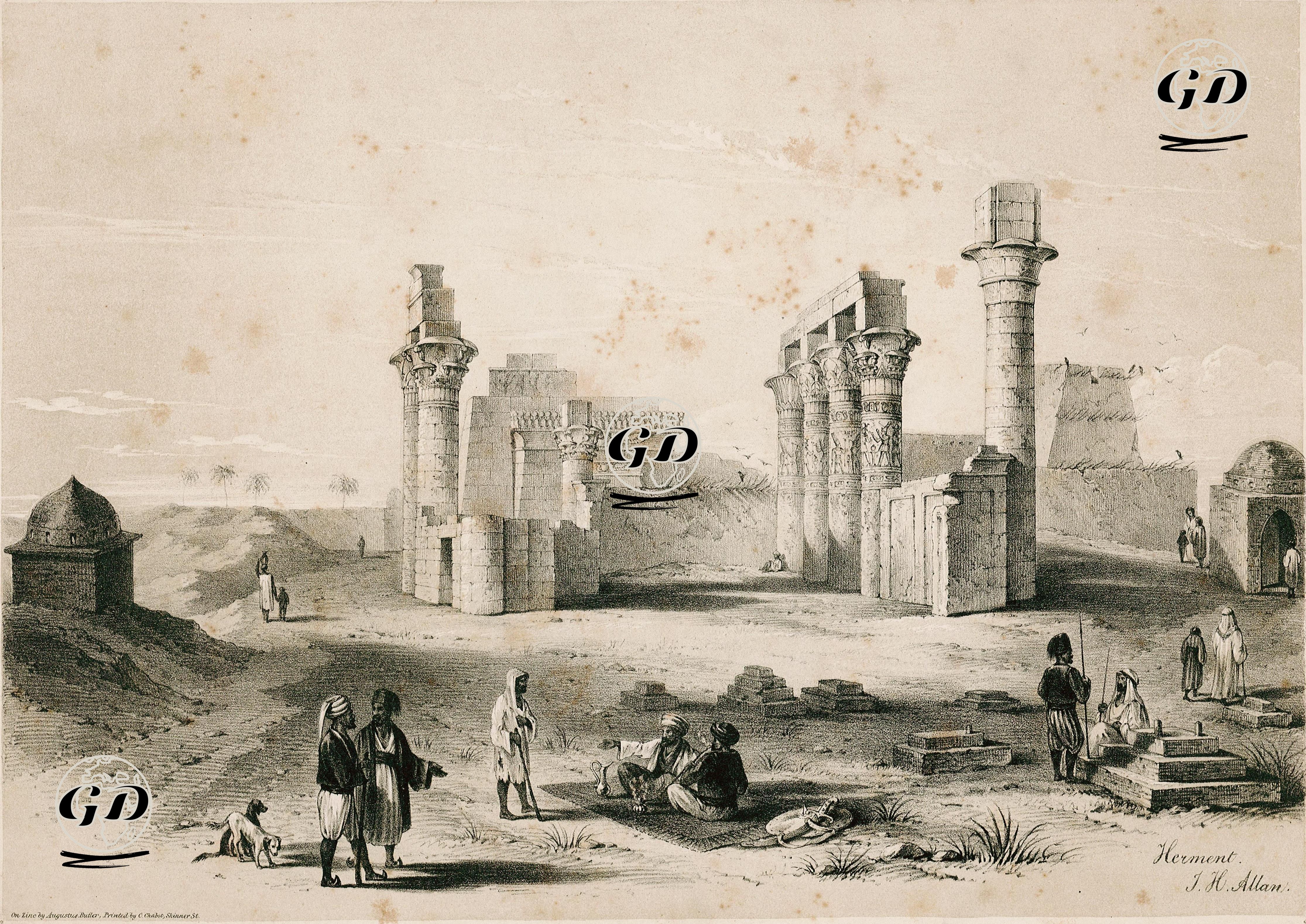 Armant'da Montu Tapınağı, Mısır - John Harrison Allan (1790-1865) - 1843
