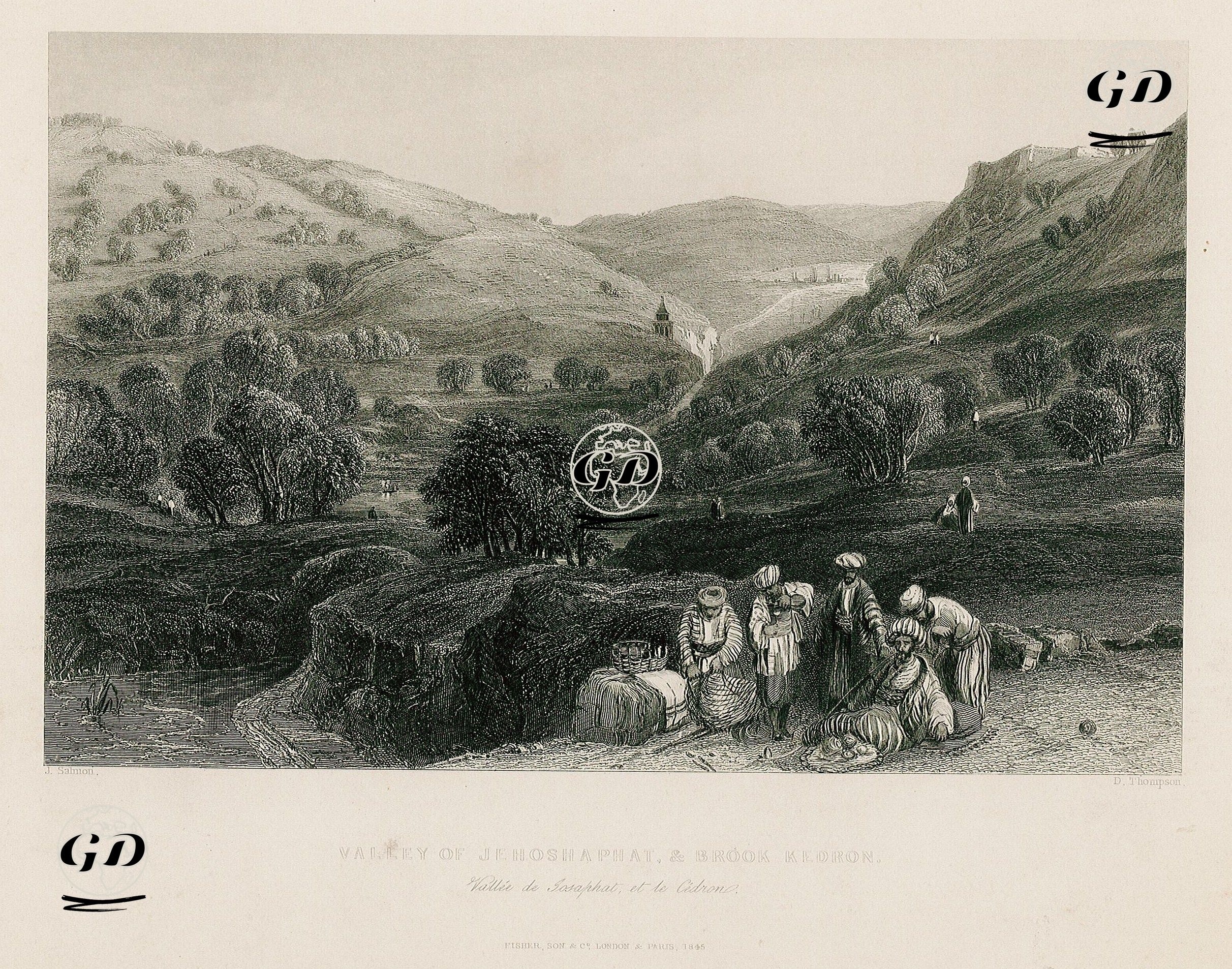 Yehoşafat & Brook Kedron (Kidron) Vadisi - John Francis Salmon (1808-1886) - 1845
