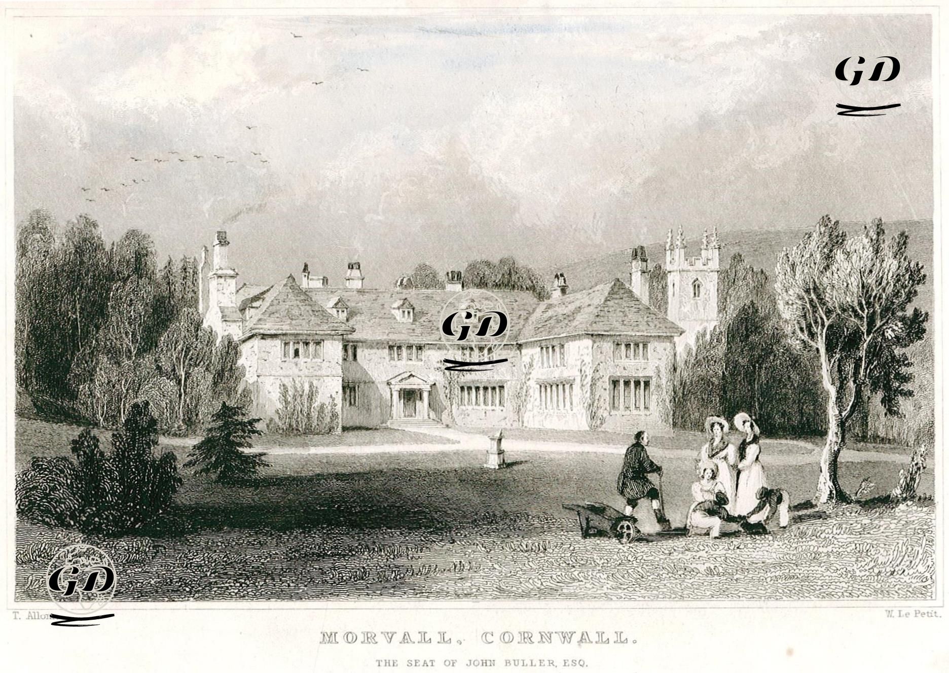 John Buller'ın Evi Morvall Malikhanesi, Cornwall - Thomas Allom (1804-1872) - 1831