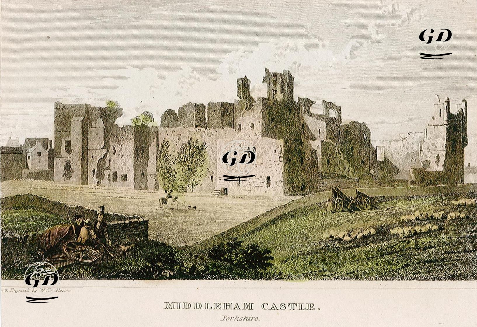 Middleham Kalesi, Yorkshire - William Tombleson (1795-1846) - 1845