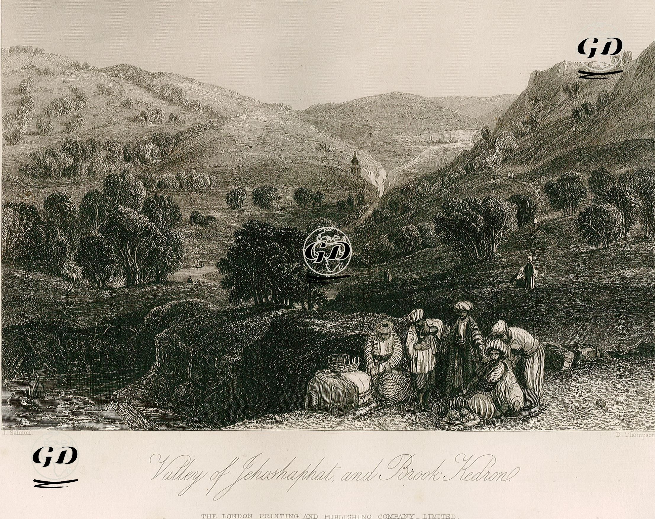 Yehoşafat & Brook Kedron (Kidron) Vadisi - John Francis Salmon (1808-1886) - 1860