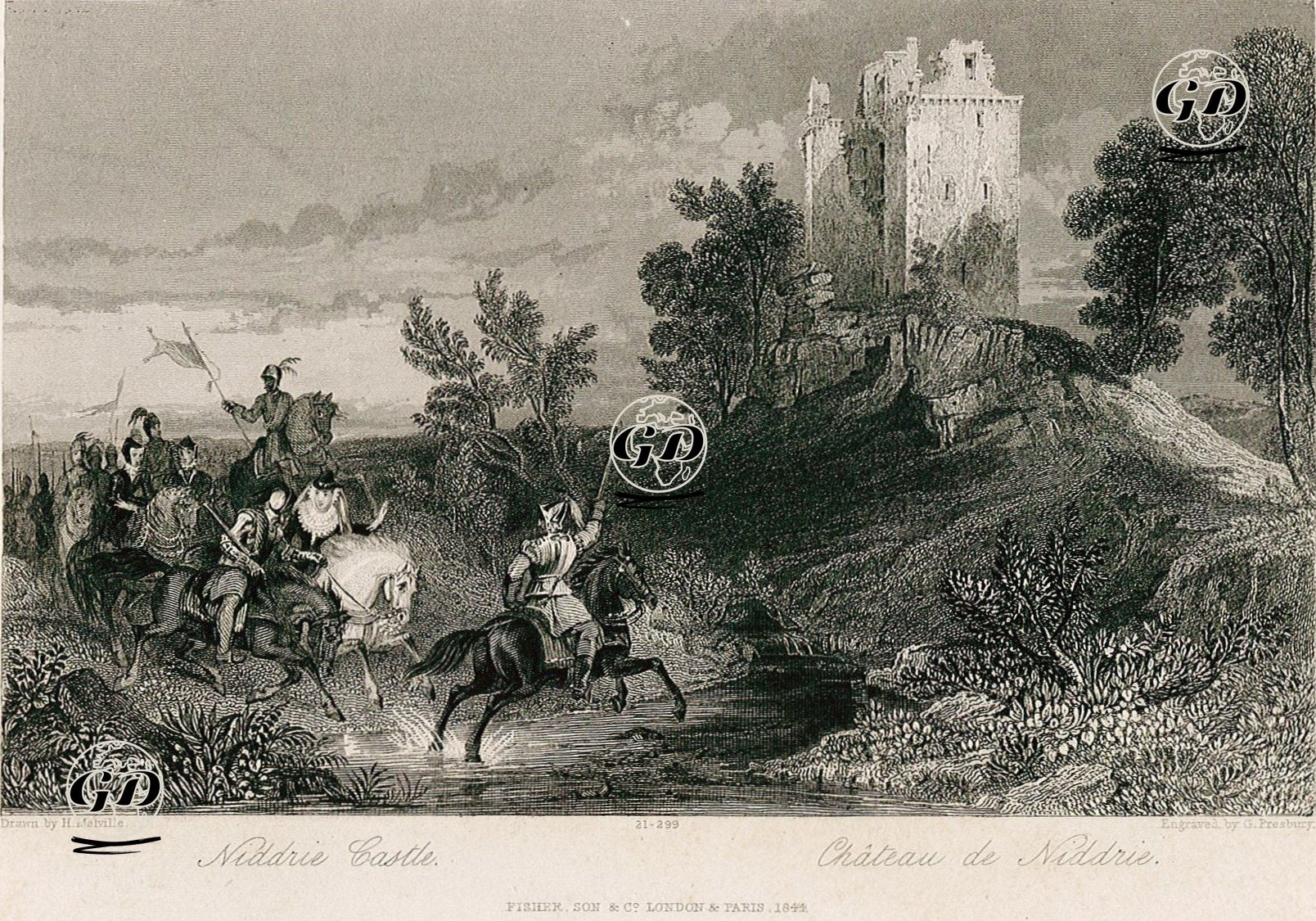 Niddrie Castle-Chateau De Niddrie - Henry Melville (1792-1870) - 1844