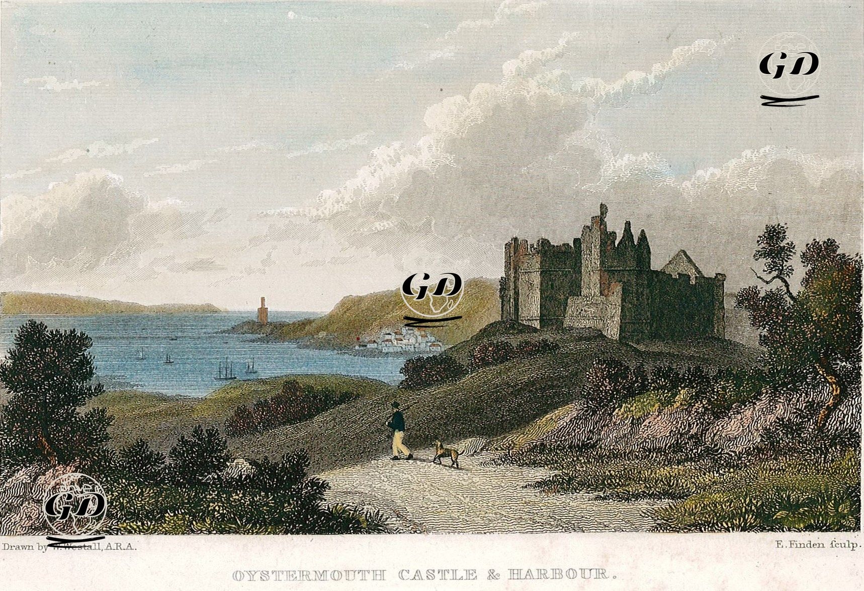 Oystermouth Kalesi Ve Limanı - William Westall (1781-1850) - 1830