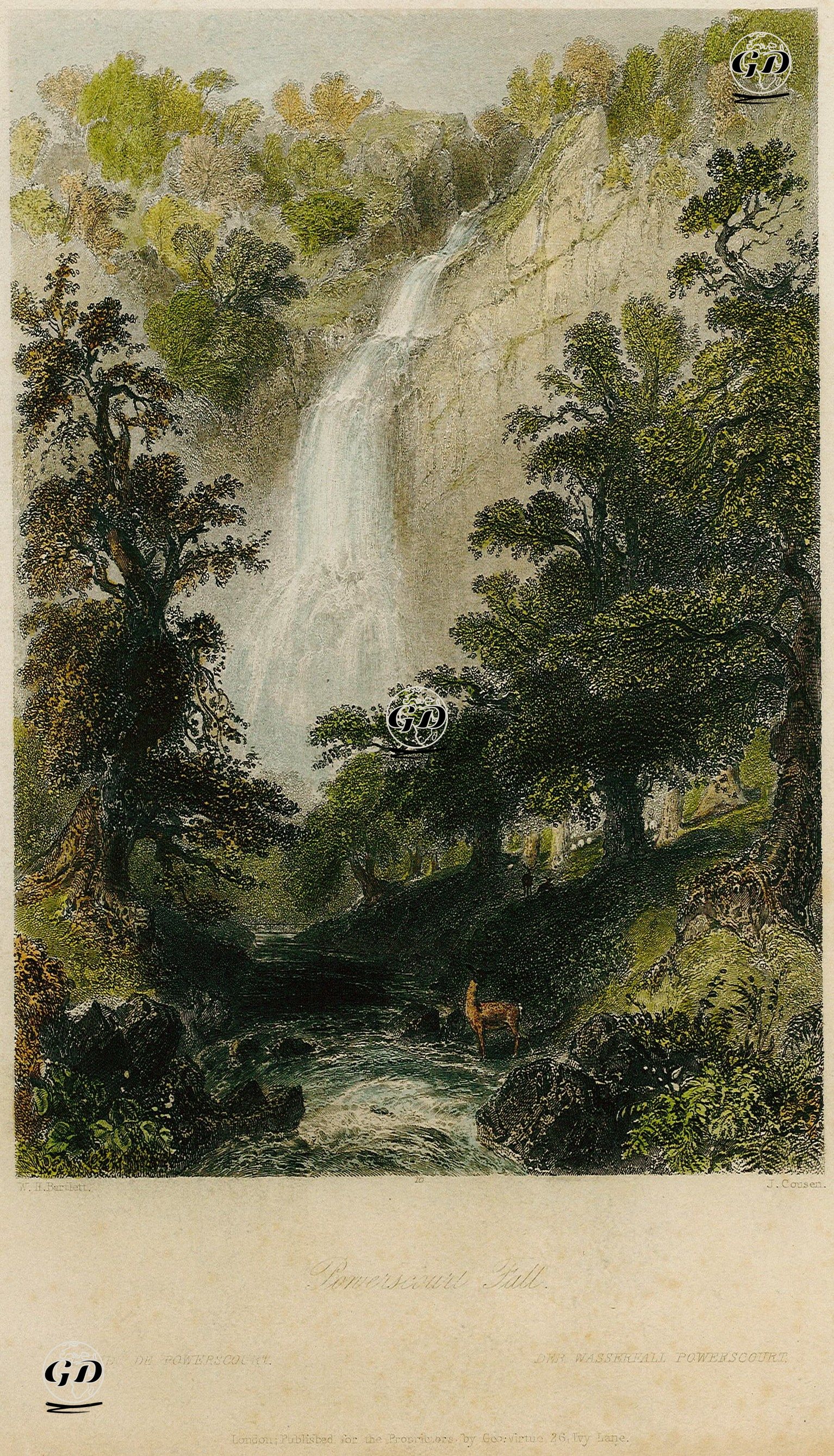 Powerscourt Şelalesi - William Henry Bartlett (1809-1854) - 1841