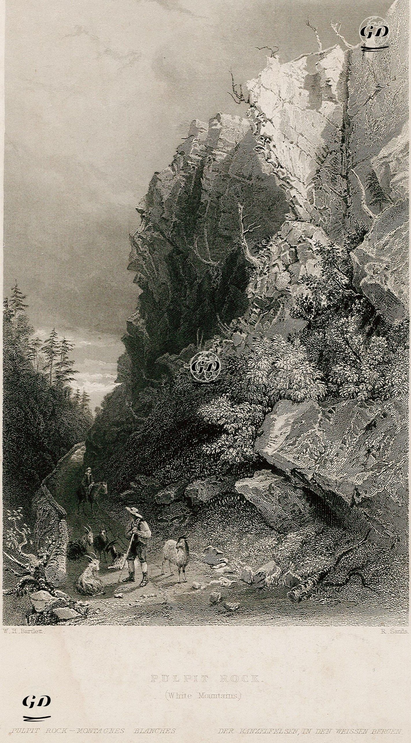 Pulpit Kayalığı, Beyaz Dağlar - William Henry Bartlett (1809-1854) - 1840