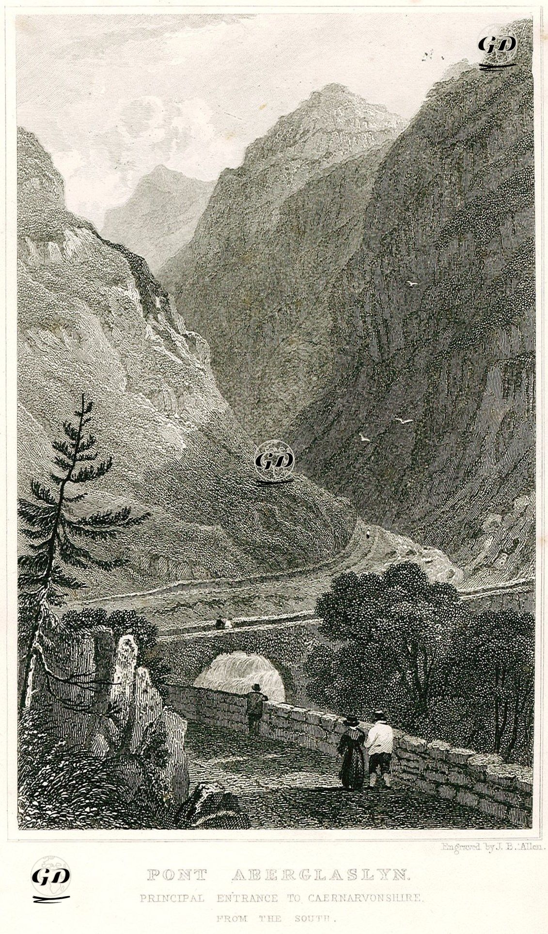 Güneyden Caernarvonshire Bölgesinin Ana Girişi Aberglaslyn Köprüsü -  - 1830