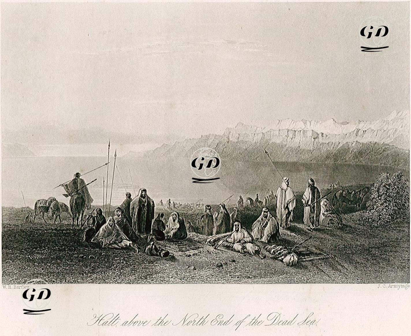 Halt, Above The North End Of The Dead Sea  - William Henry Bartlett (1809-1854) - 1847