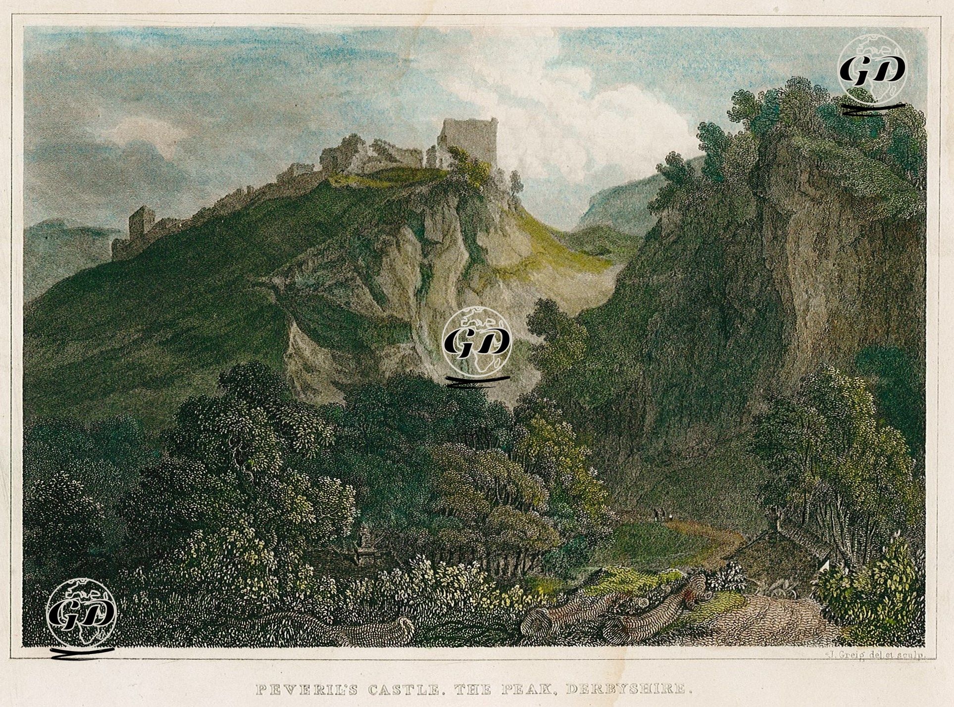 Peveril's Castle, The Peak, Derbyshire - John Greig (Active 1800-1853) - 1840's