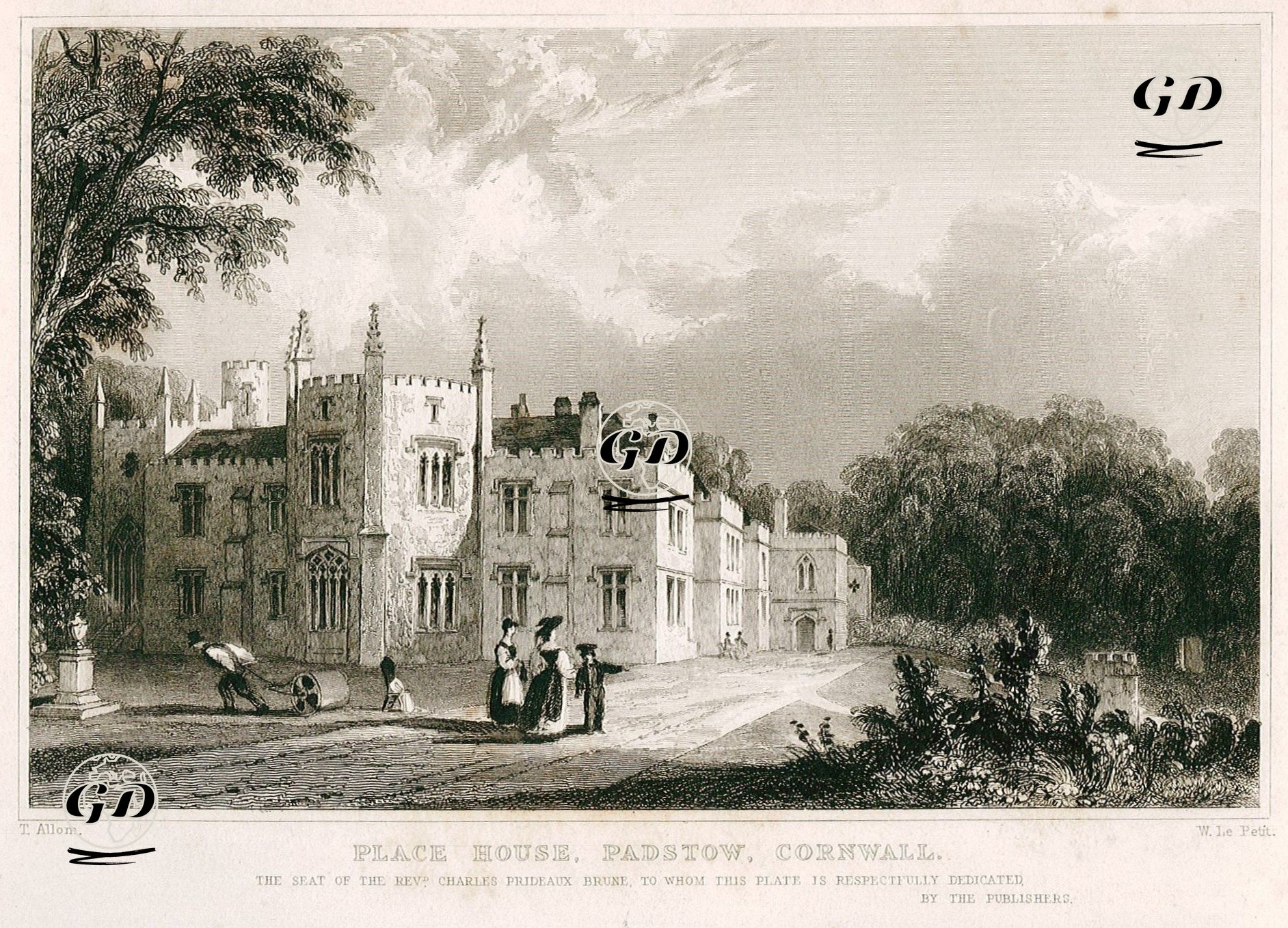Charles Prideaux'un Evi Place House, Padstow, Cornwall - Thomas Allom (1804-1872) - 1831