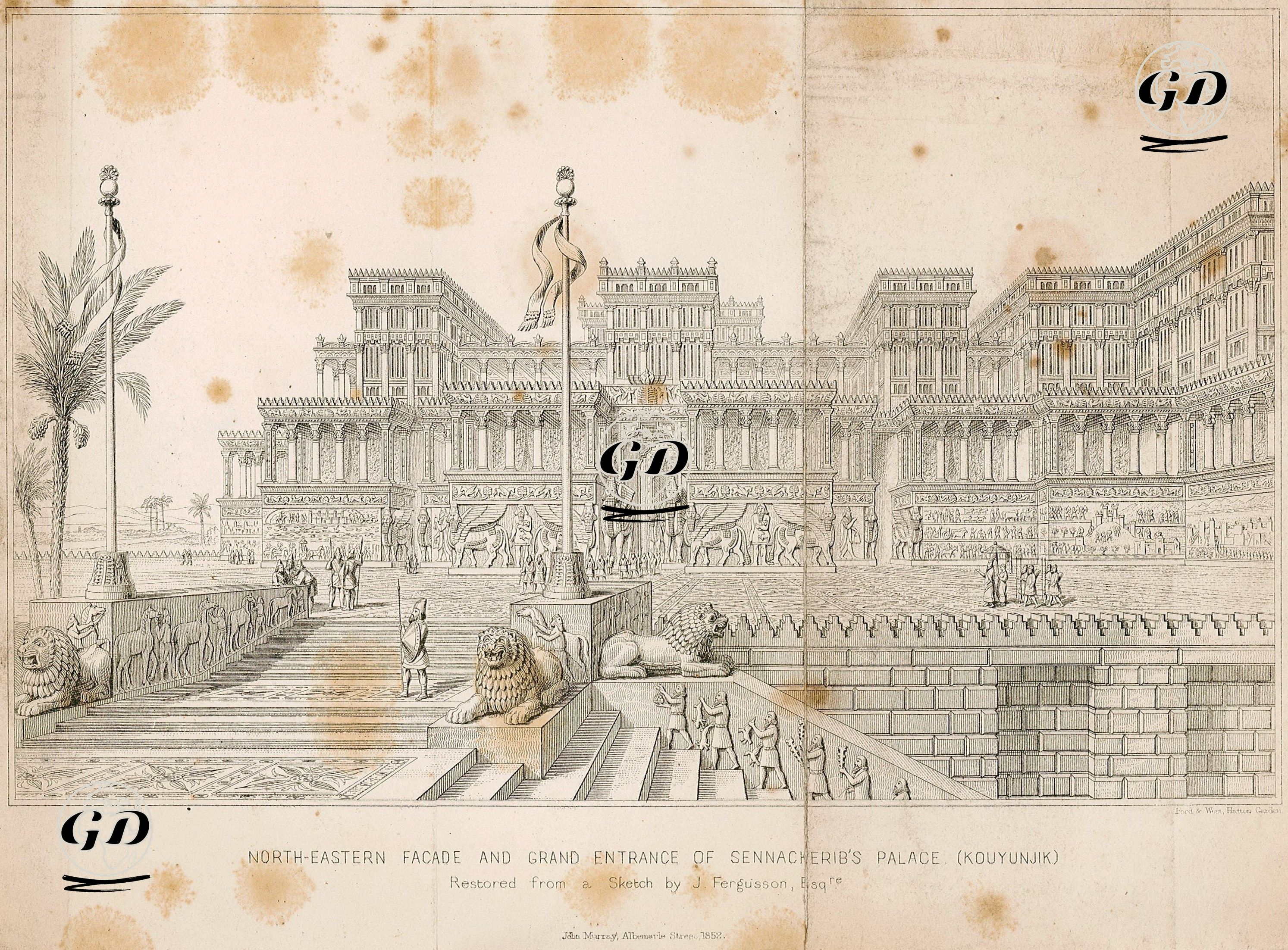 North Eastern Facade And Grand Entrance Of Sennacheribs Palace (Kouyunjık)  - J. Fergusson - 1852
