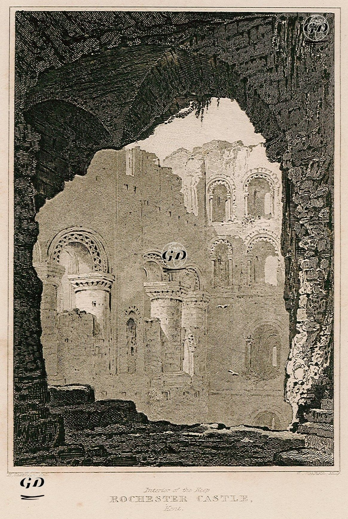 interior Of The Keep Rochester Castle, Kent - Henry Gastineau (1791-1876) - 1840's