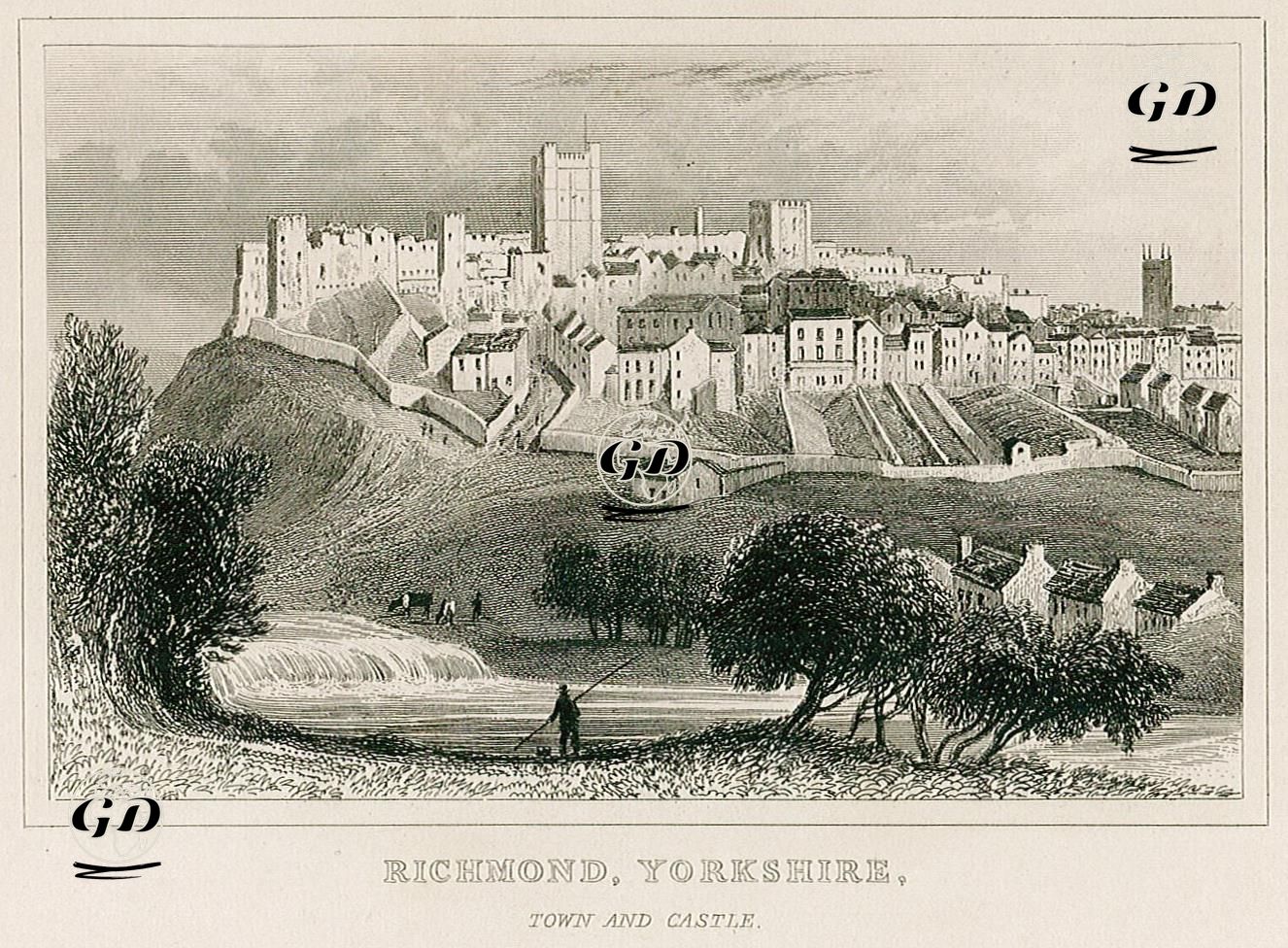 Richmond Kasabası Ve Kalesi, Yorkshire -  - 1845