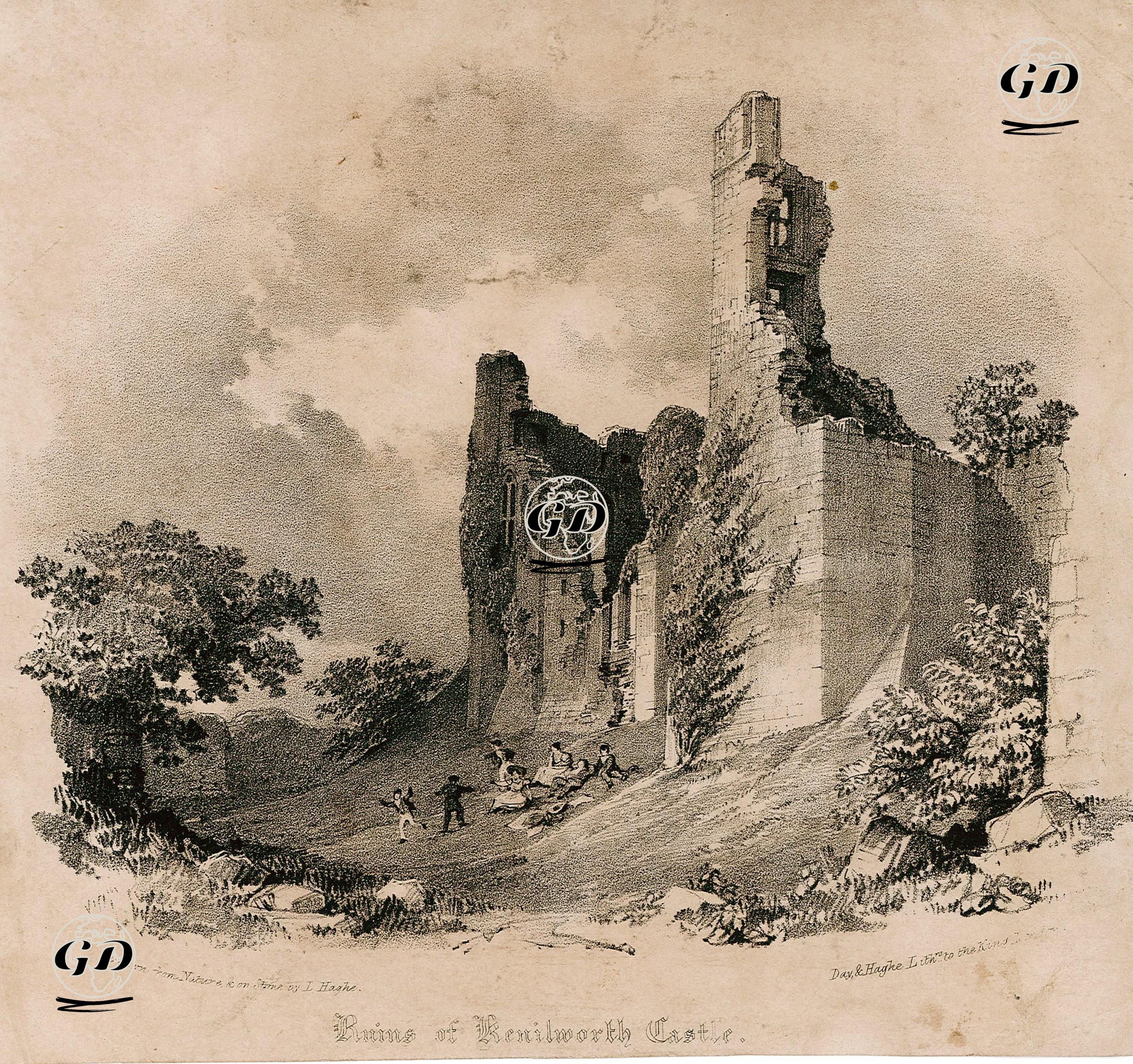 Kenilworth Kalesinin Kalıntıları - Louis Haghe (1806-1885) - 1830's-1850's