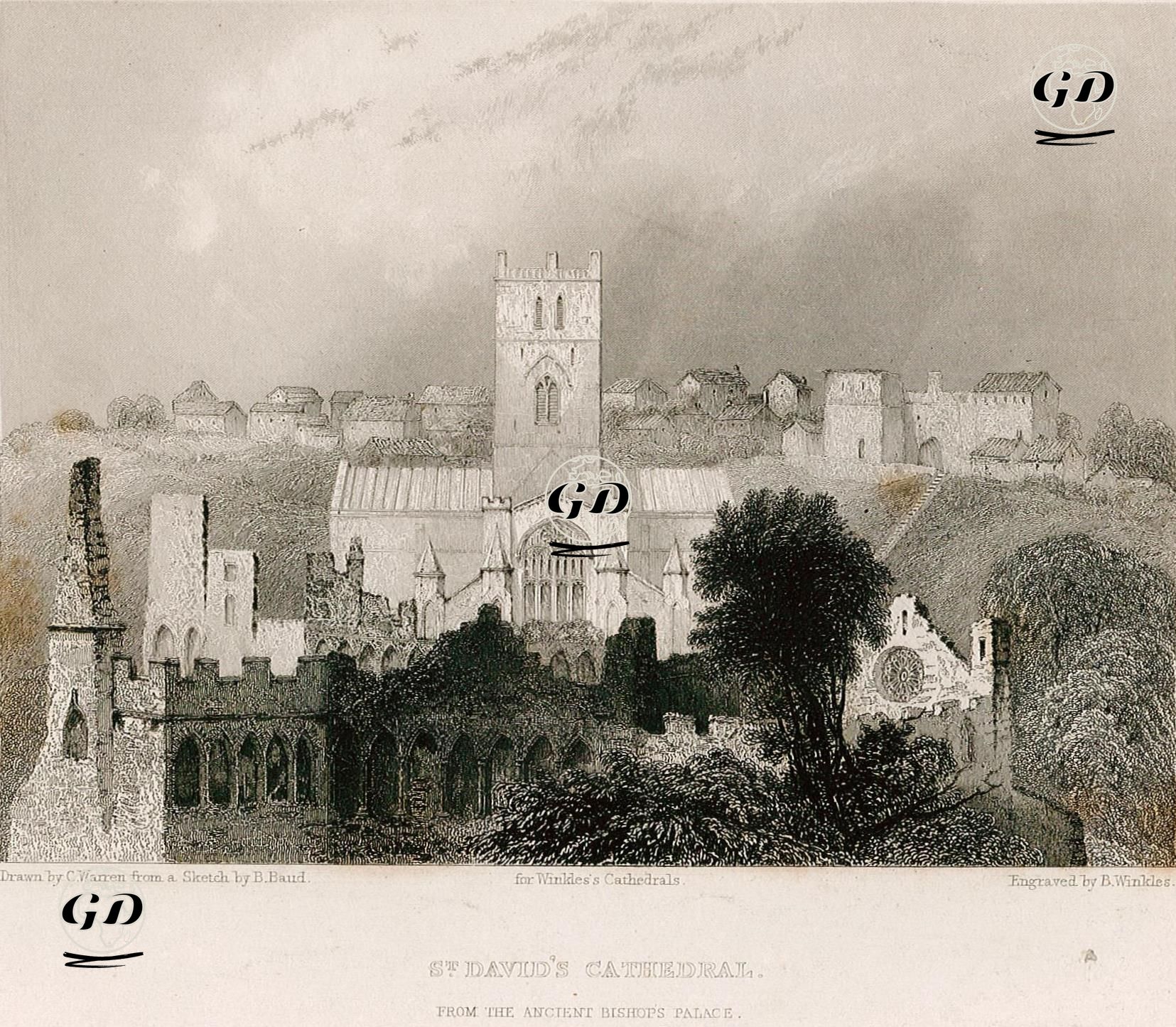 Eski Piskopos Evinden St.David Katedrali - Charles Warren (1767-1823)-Benjamin Baud (1807-1875) - 1836