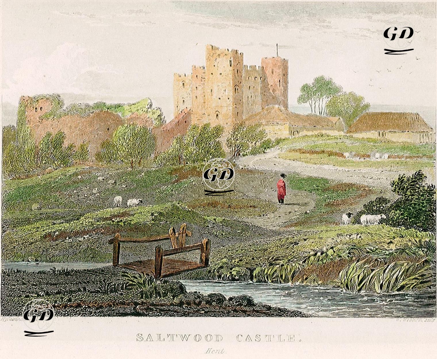 Saltwood Kalesi, Kent - Henry Gastineau (1791-1876) - 1845