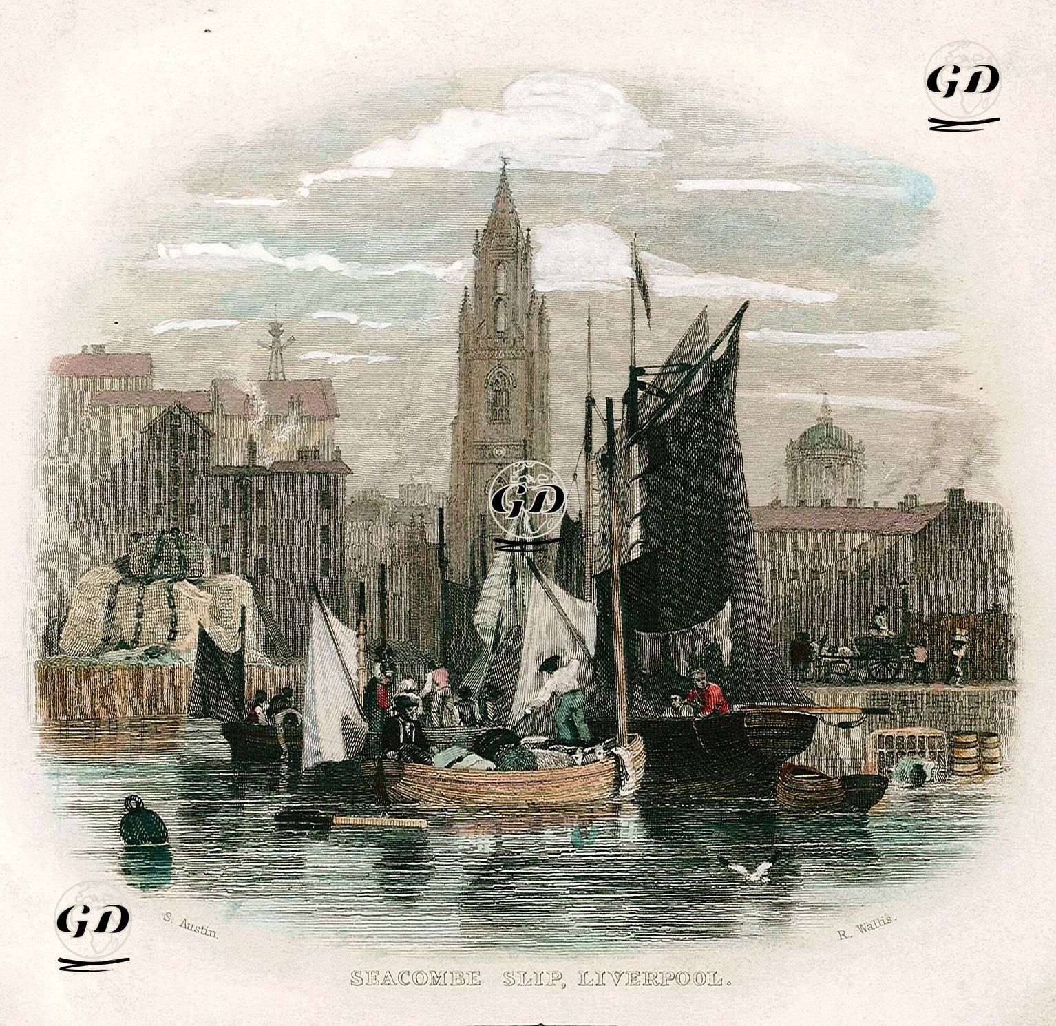 Seacombe Slip, Liverpool - Samuel Austin (….-1834) - 1840's