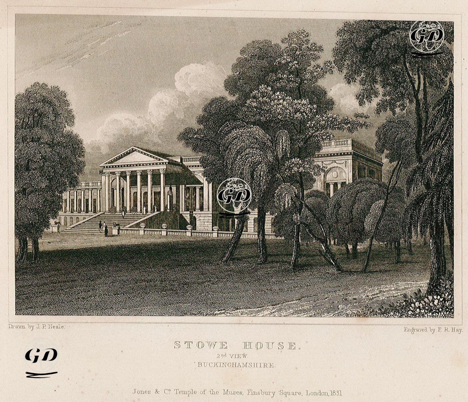 Stowe House, Buckinghamshire - John Preston Neale (1780-1847) - 1831