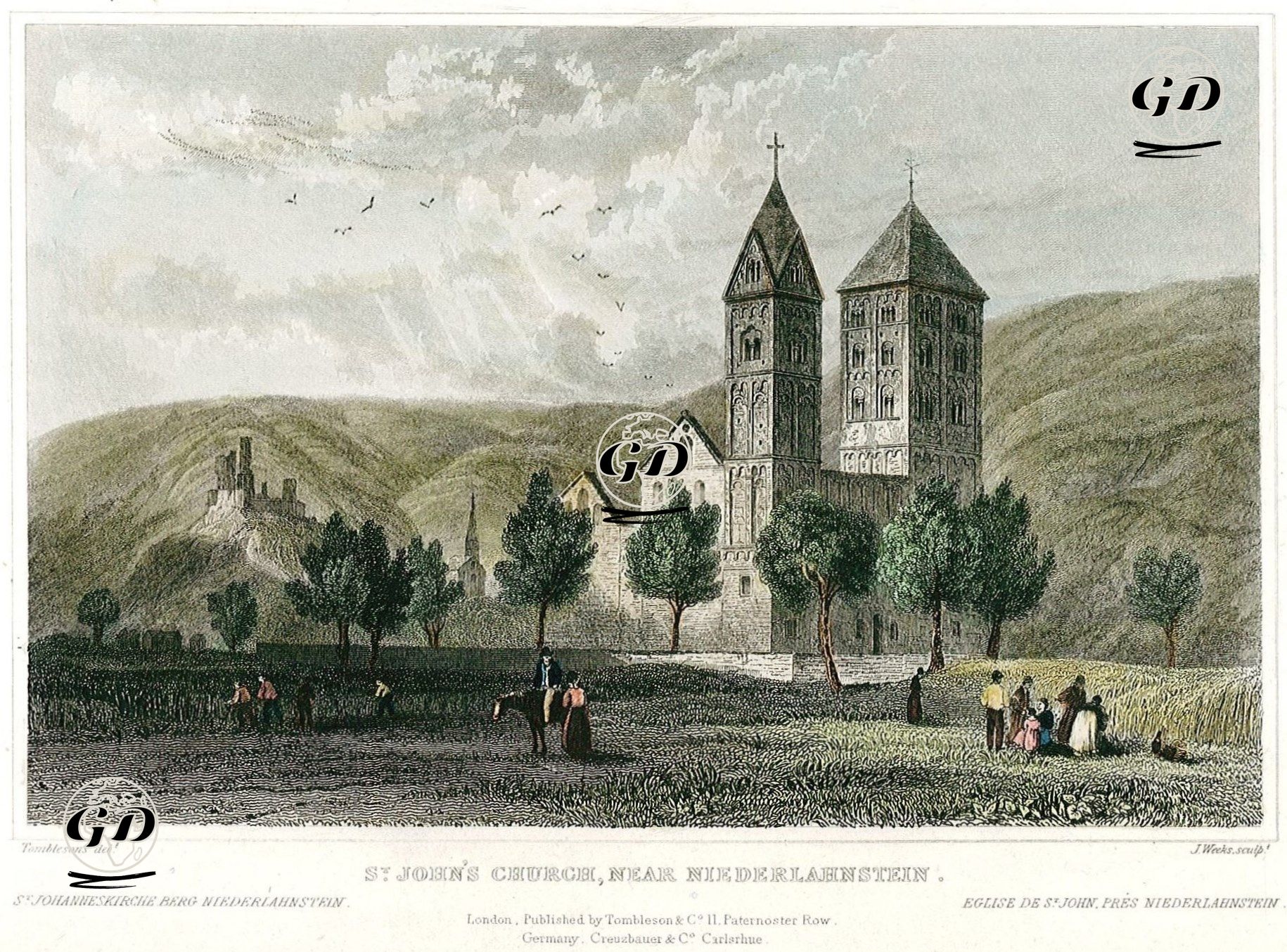 Nieder Lahnstein Yakınlarındaki St.John Kilisesi - William Tombleson (1795-1846) - 1850