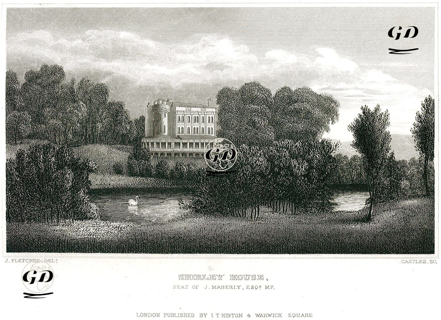 John Maberly'in Evi Shirley Malikhanesi - J.Fletcher - 1831