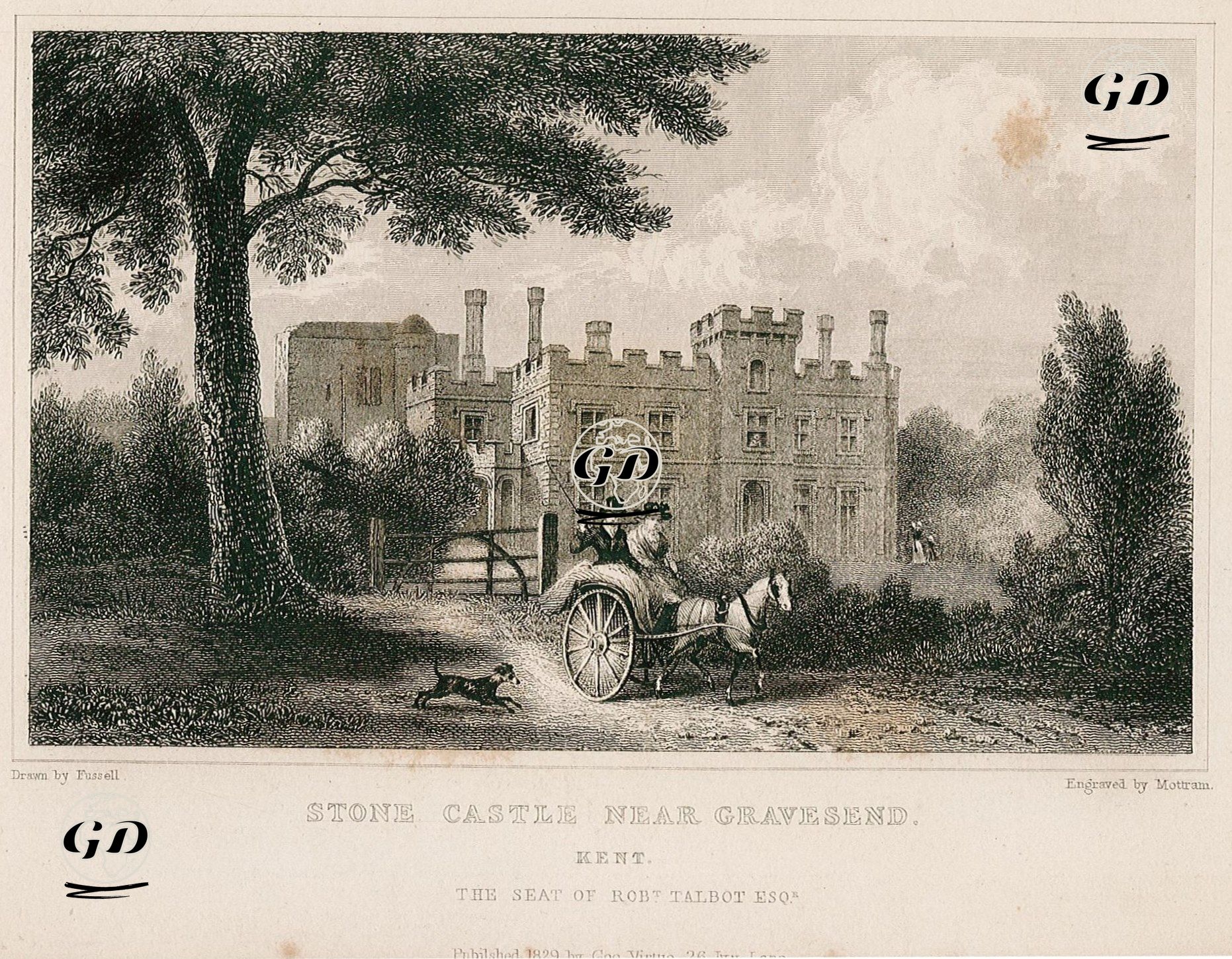 Gravesend Yakınlarındaki Rob.Tablot'un Evi Stone Malikhanesi, Kent  - Joseph Fussell (1785-1849) - 1829