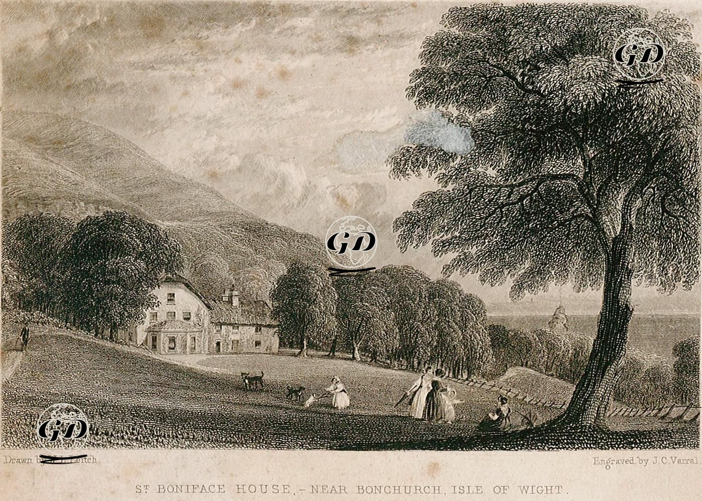 Bonchurch Yakınlarında St.Boniface Malikhanesi, Wight Adası - William Leighton Leitch (1804-1883) - 1830's