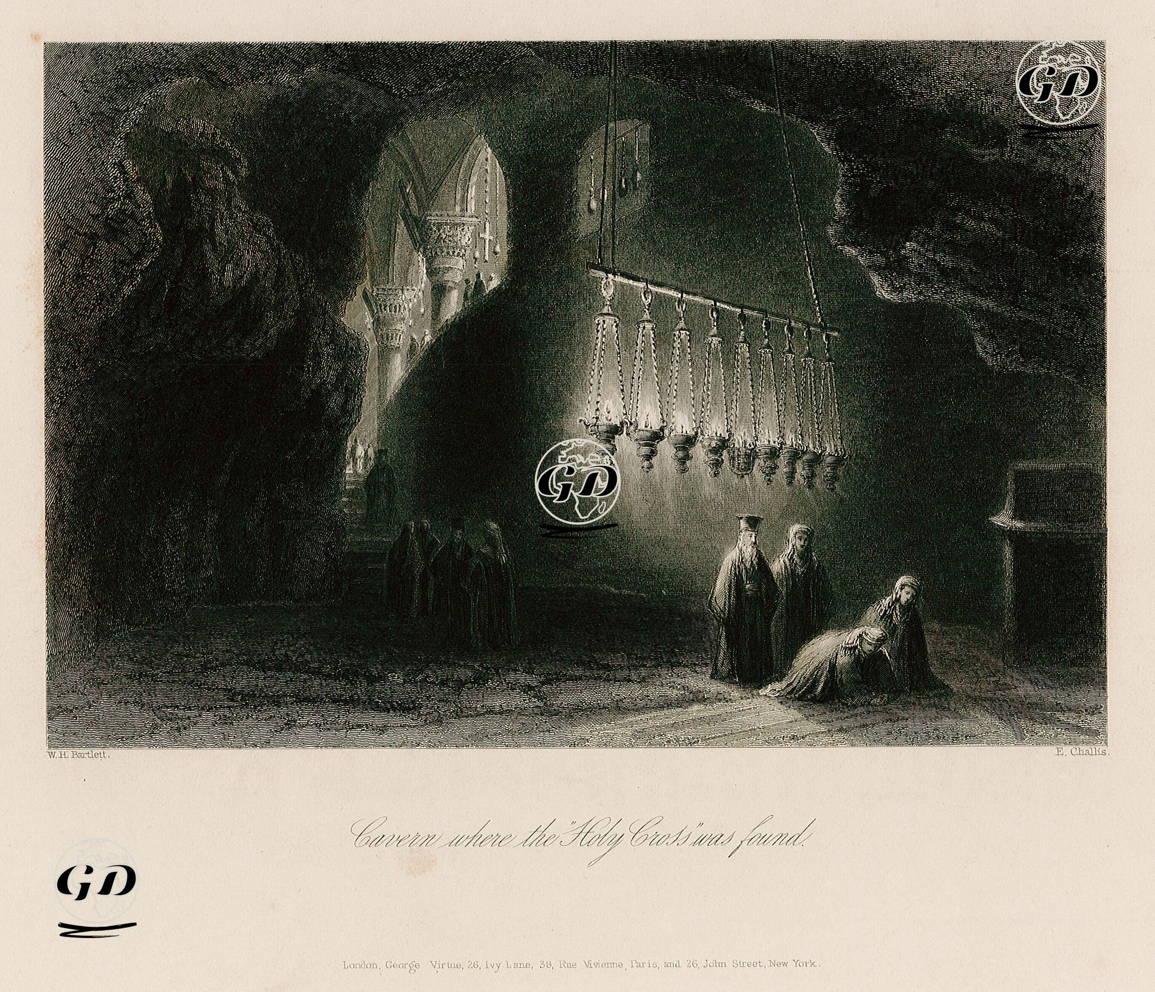 Cavern Where the Holy Cross Was Found  - William Henry Bartlett (1809-1854) - 1847