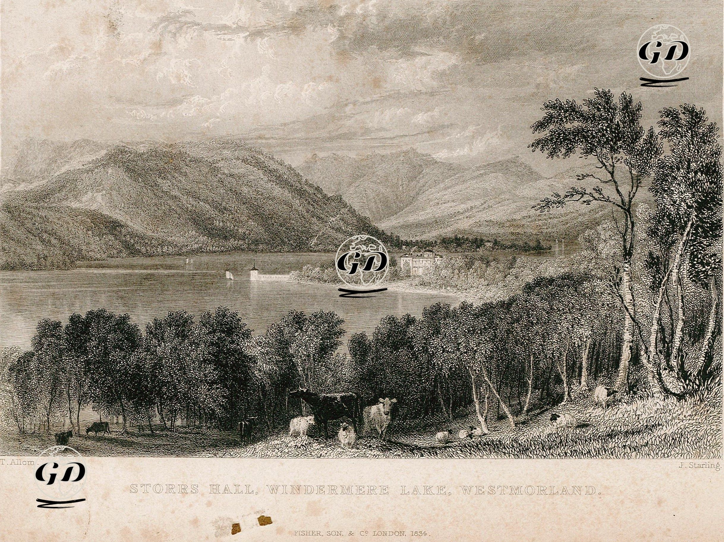 Storrs Hall, Windermere Lake, Westmorland - Thomas Allom (1804-1872) - 1834