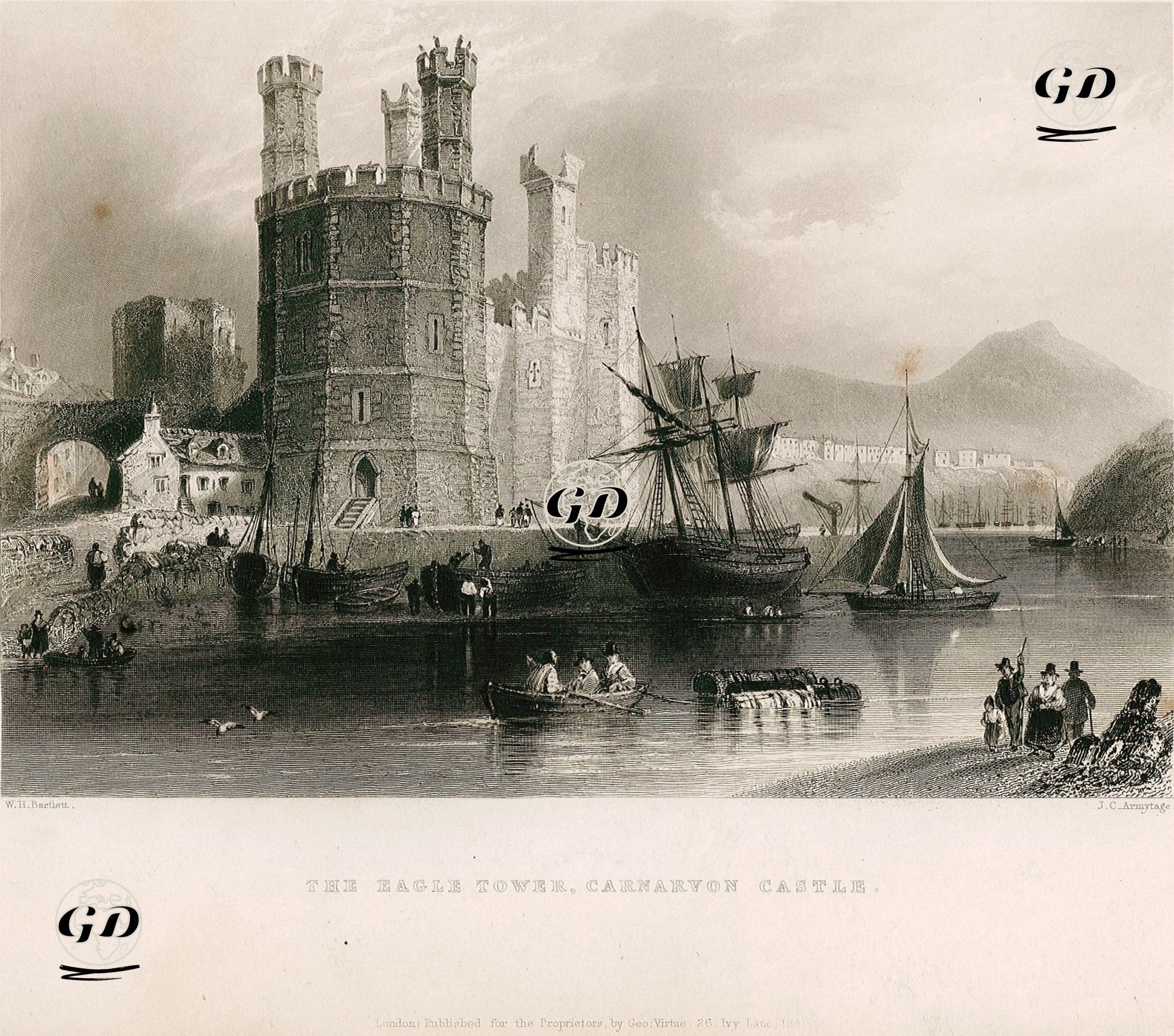 Caernarfon (Carnarvon) Kalesi Ve Kartal Kulesi - William Henry Bartlett (1809-1854) - 1841
