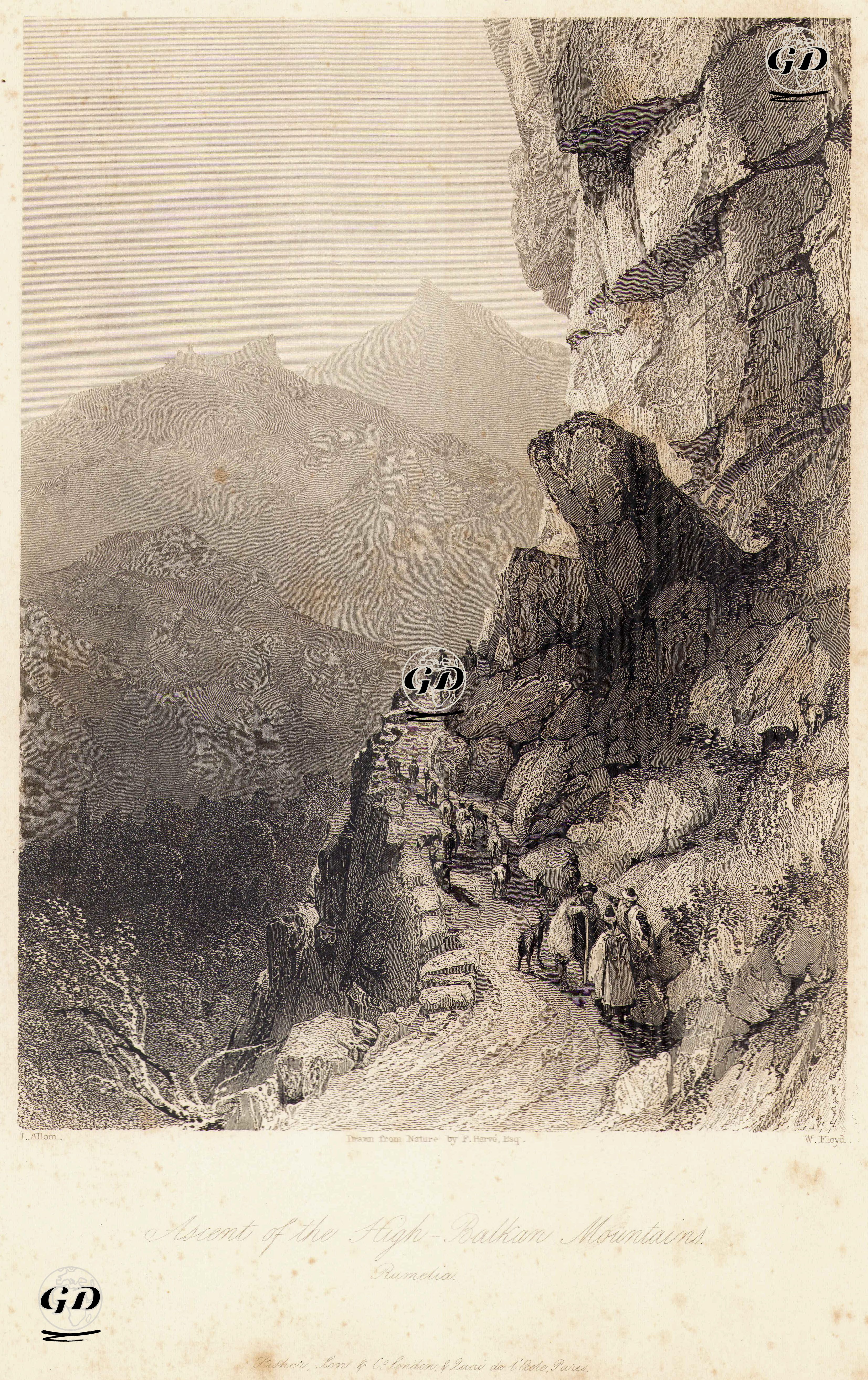 Rumelide Yüksek Balkan Dağlarına Çıkış - Thomas Allom (1804-1872) - 1838-1839