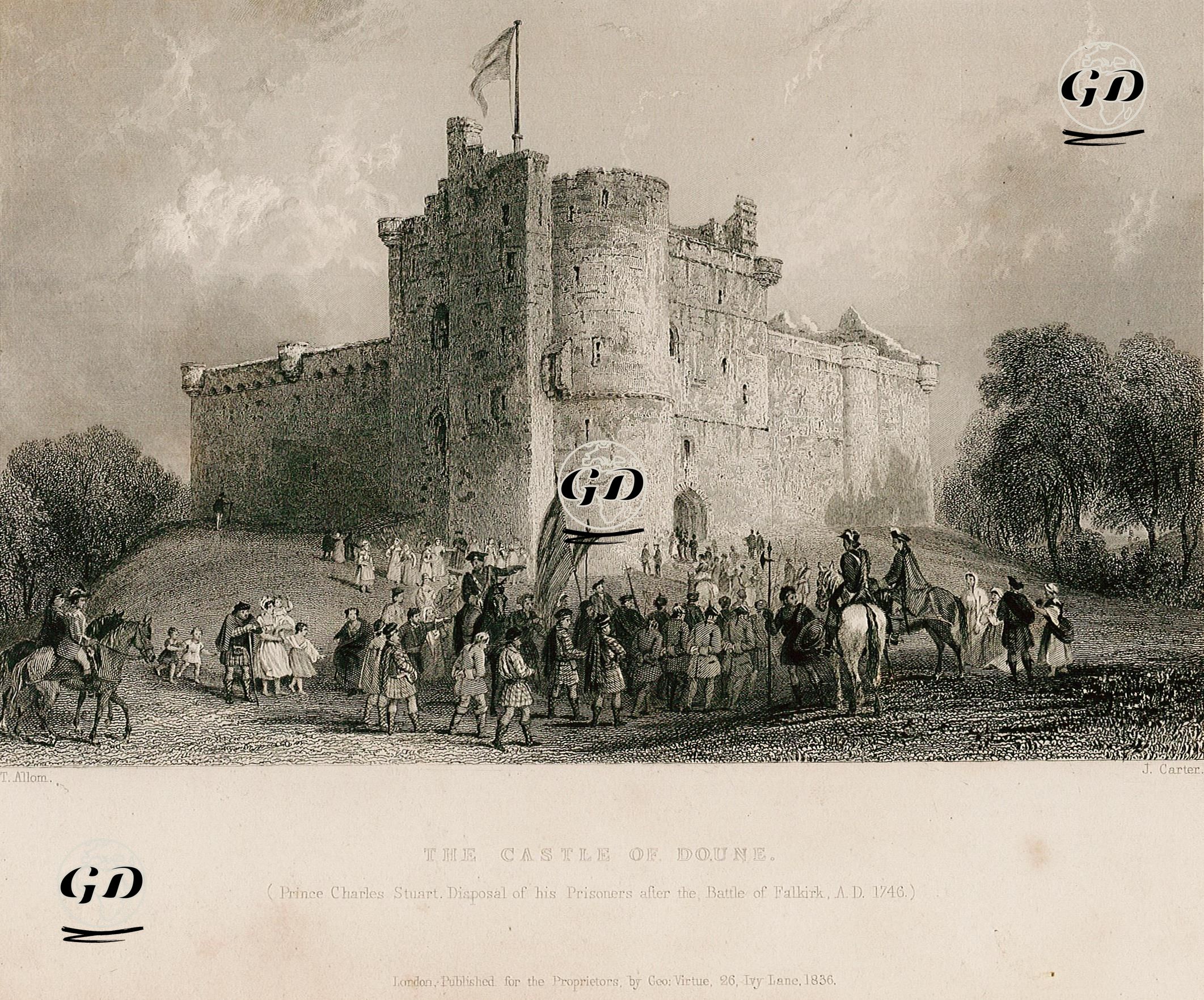 The Castle Of Doune, Prince Charles Stuart Disposal Of His Prisoners After The Battle Of Falkirk, A.D. 1746 - Thomas Allom (1804-1872) - 1836