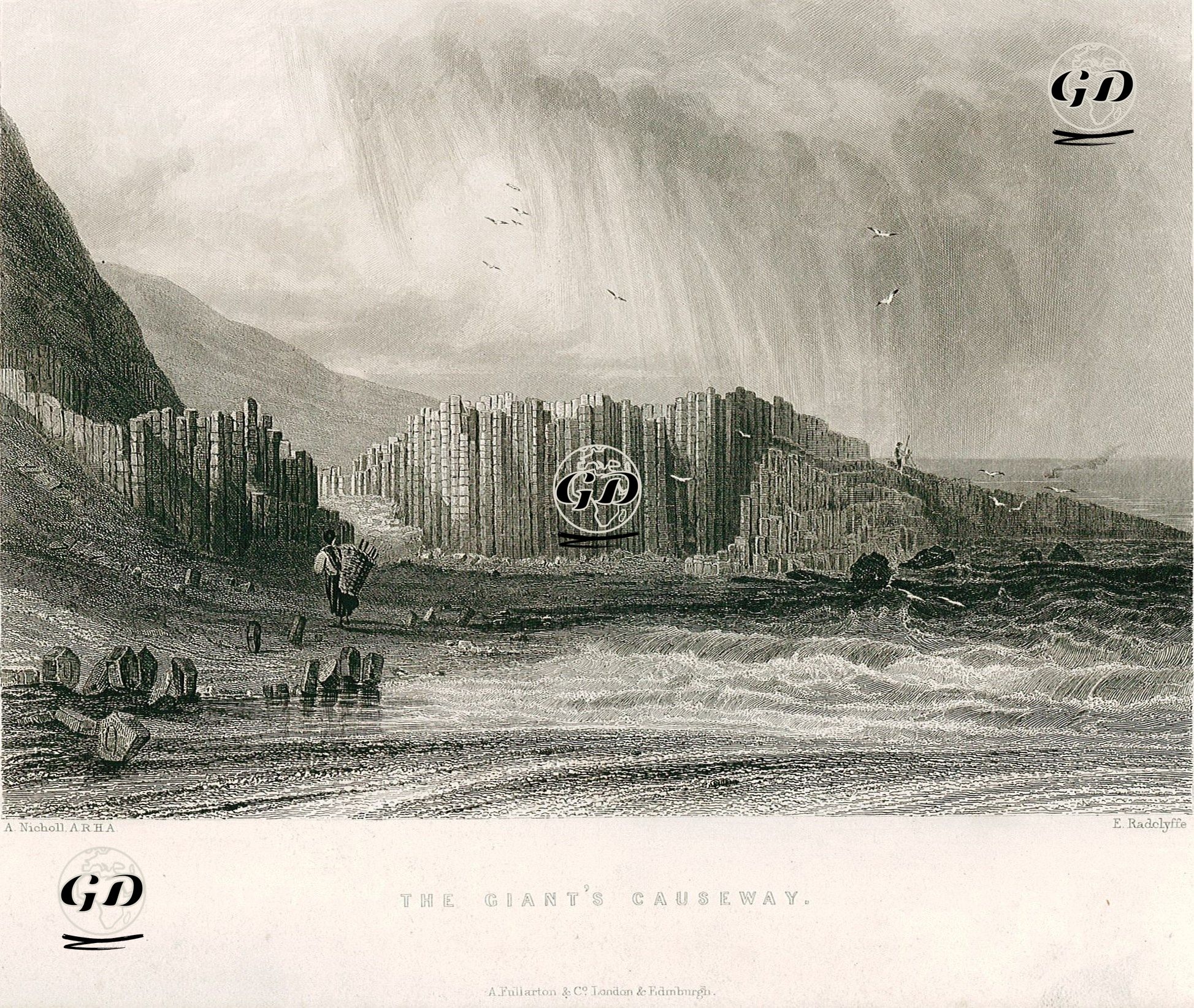Devler Yolu (Bazalt Sütunları) - Andrew Nicholl (1804-1886) - 1850's-1860's