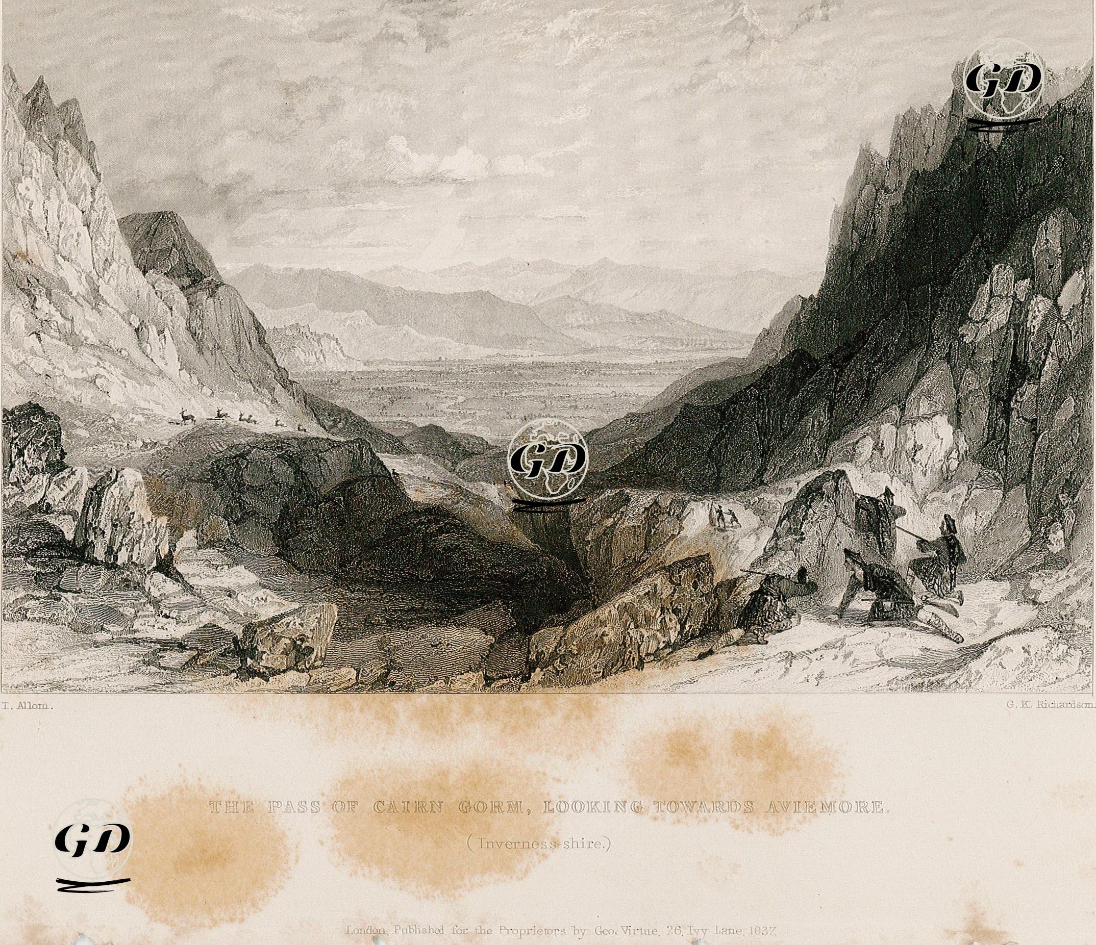 The Pass Of Cairn Gorm, Looking Towards Aviemore, invernessshire - Thomas Allom (1804-1872) - 1837