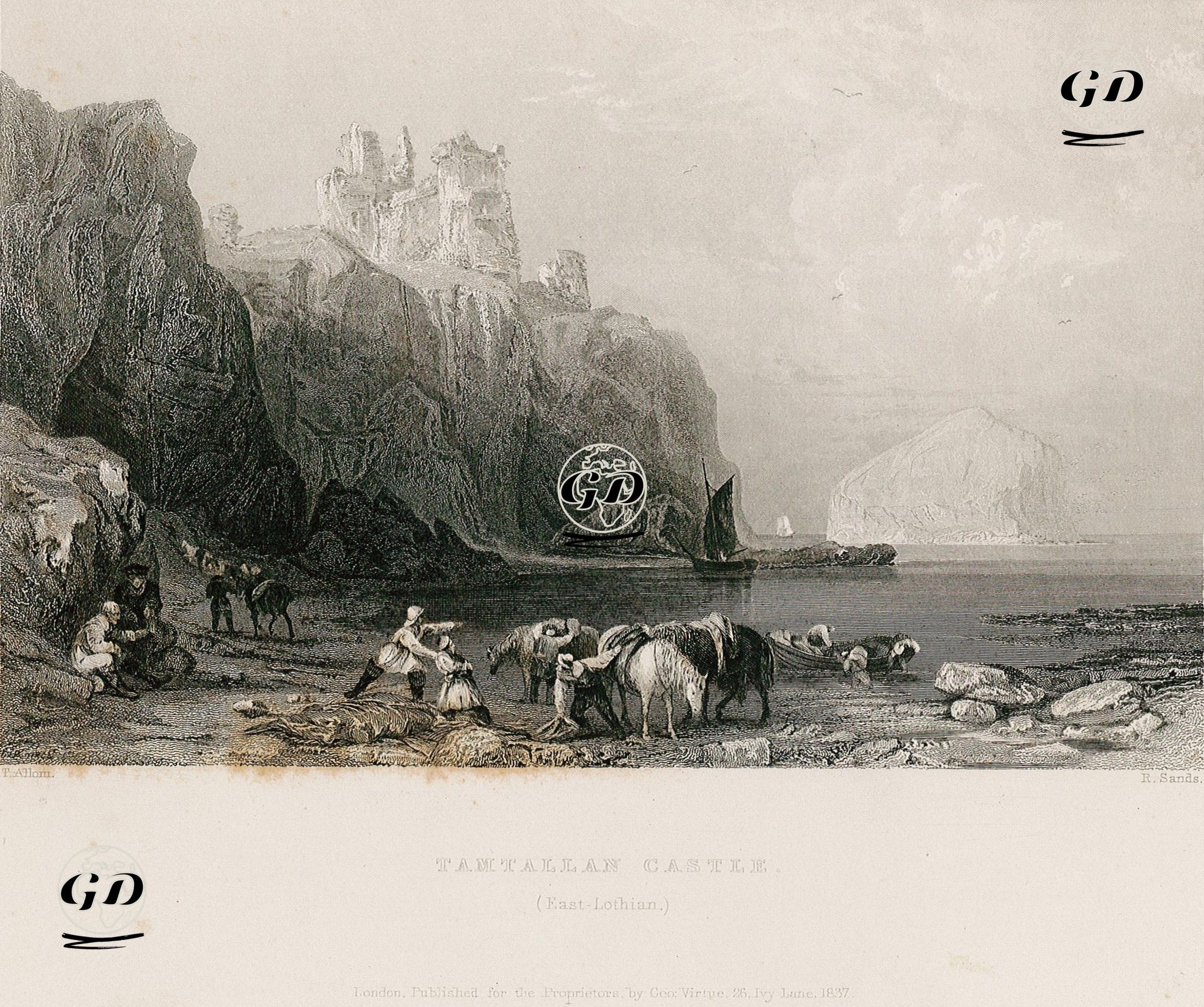 Tamtallan Castle, East Lothian - Thomas Allom (1804-1872) - 1837