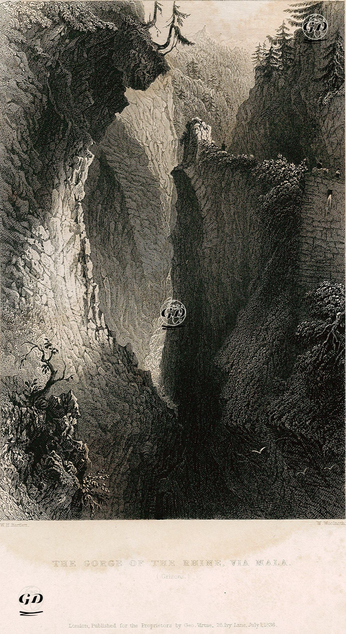 Viamala Kanyonu (Gorge Grison) - William Henry Bartlett (1809-1854) - 1836