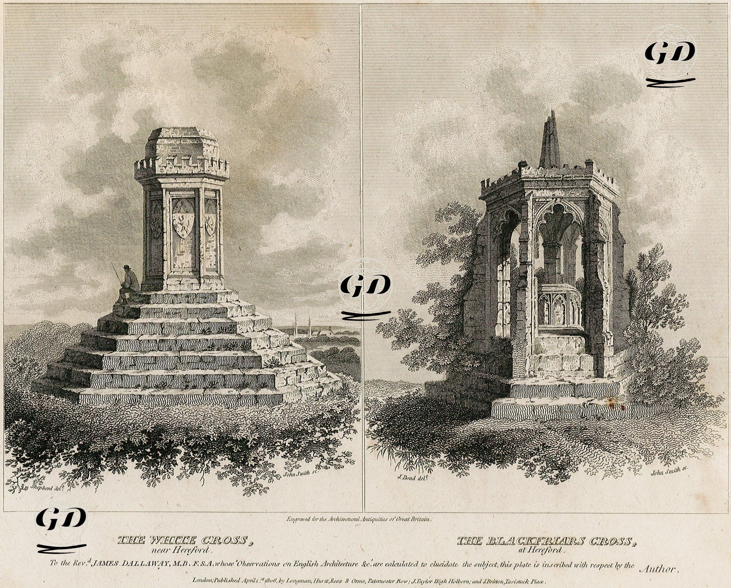 Hereford Yakınlarındaki Beya Haç Anıtı-Frer Rahipleri Haç Anıtı, Hereford - George Sidney Shepherd (1784-1862)-John Linnell Bond 
(1764-1837) - 1806