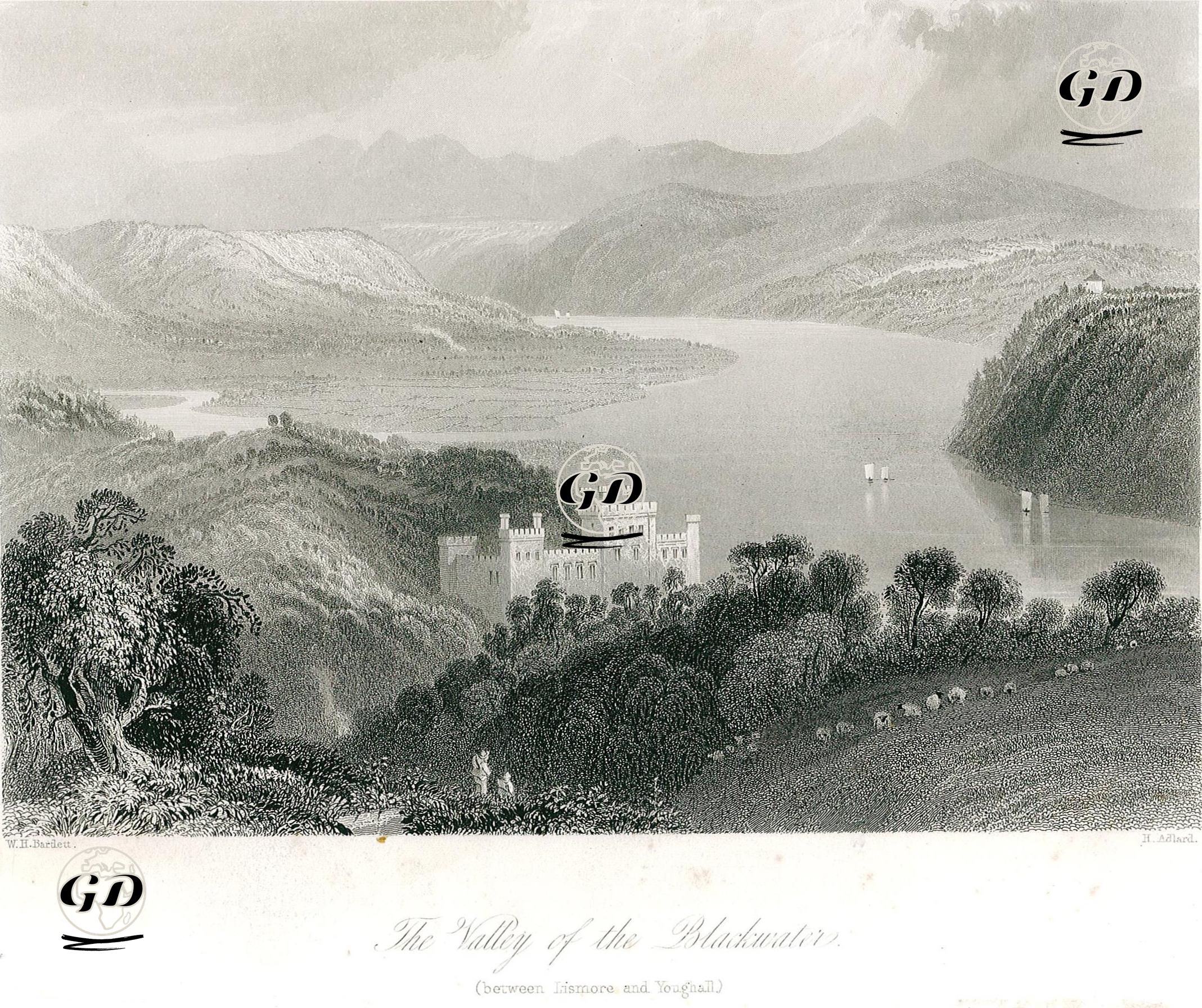 The Valley Of The Blackwater, Between Lismore And Youghall - William Henry Bartlett (1809-1854) - 1841