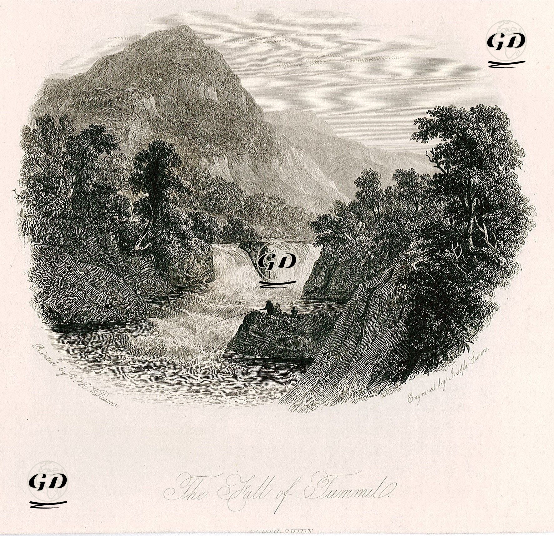 Tummel Şelalesi, Pertshire - W.H.Williams - 1839