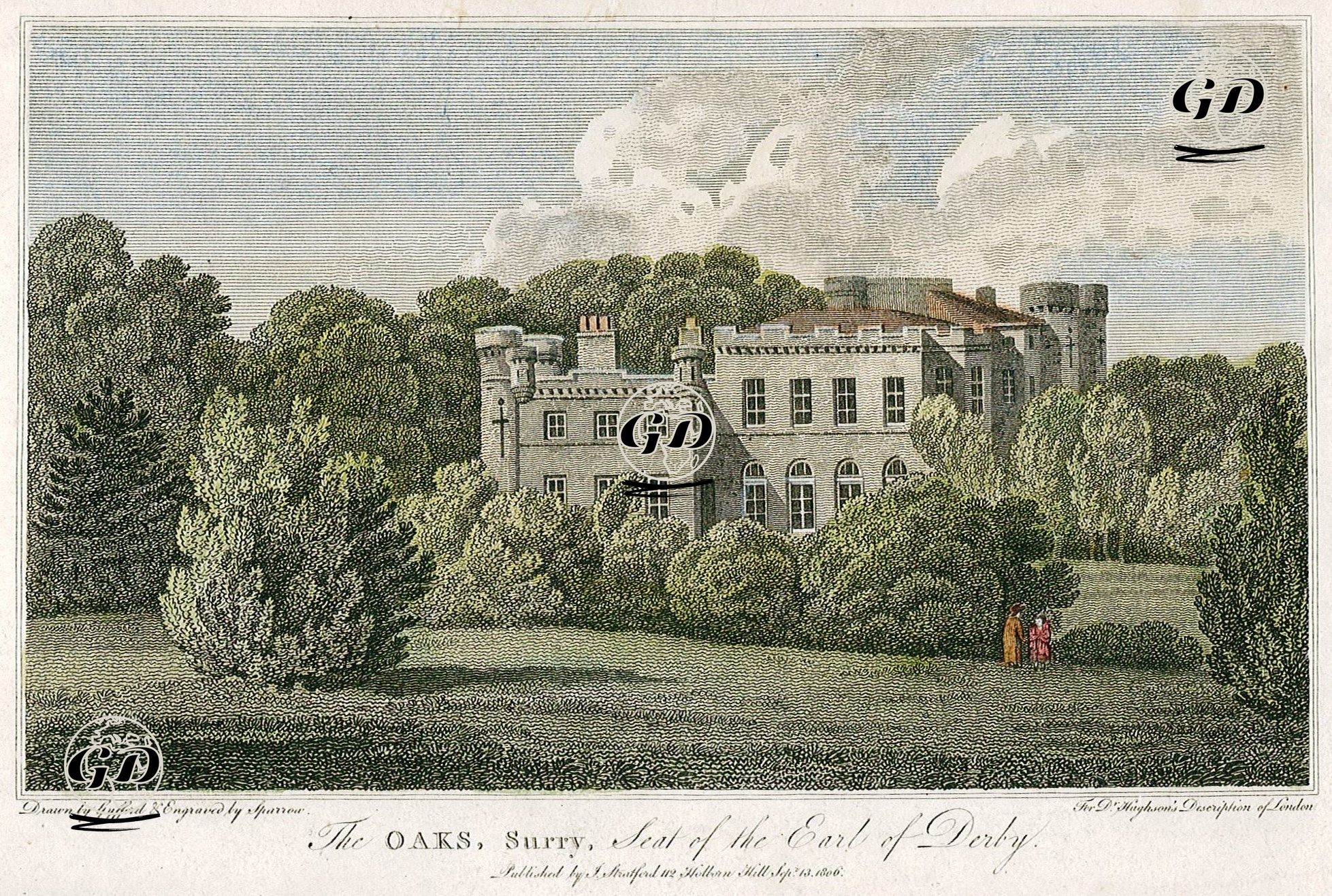 The Oaks, Surry, Seat Of The Earl Of Derby - Edward Gyfford (1772-1850's?) - 1806