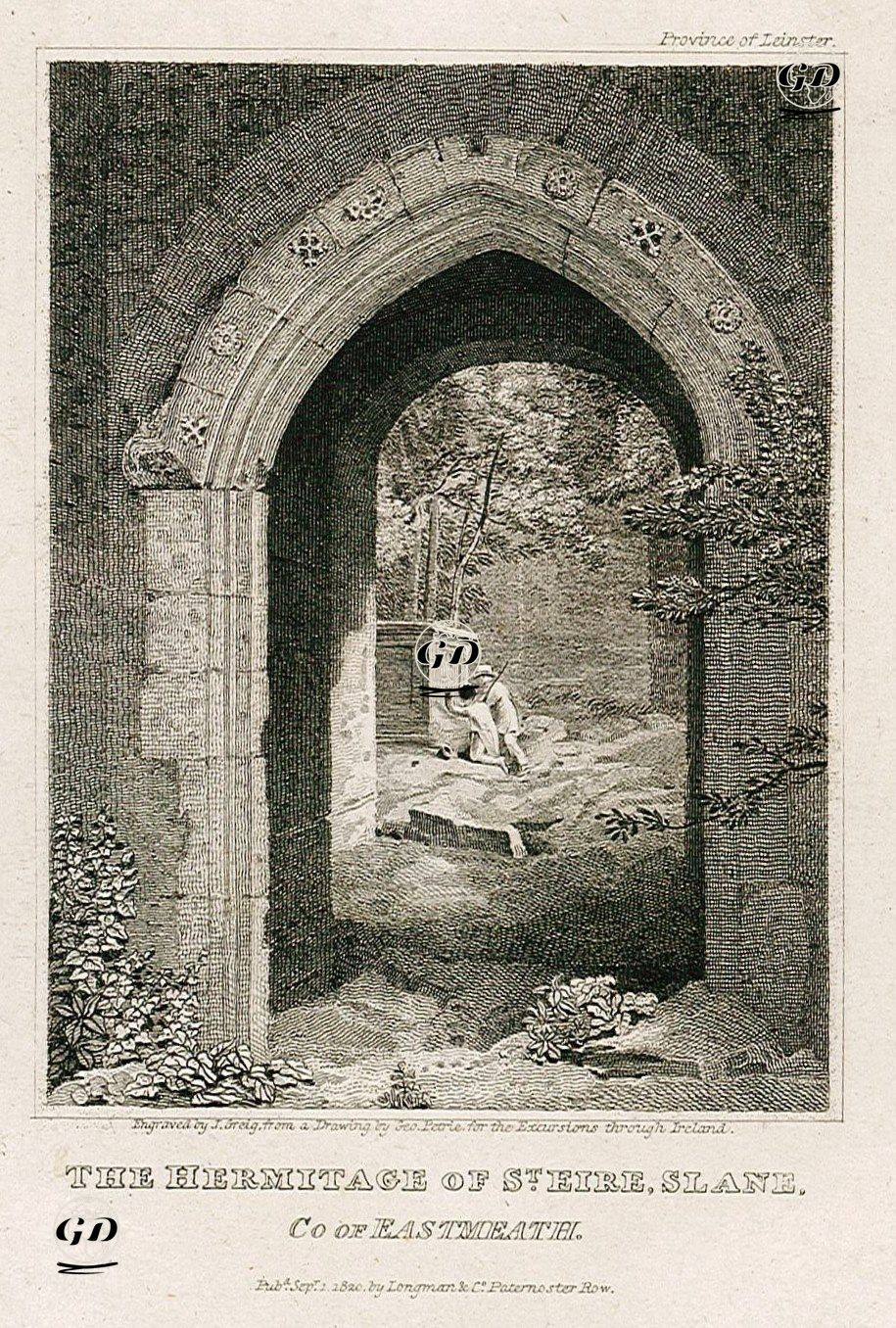 St.Eire İnziva Yerinin Kalıntıları - George Petrie (1790-1866) - 1820