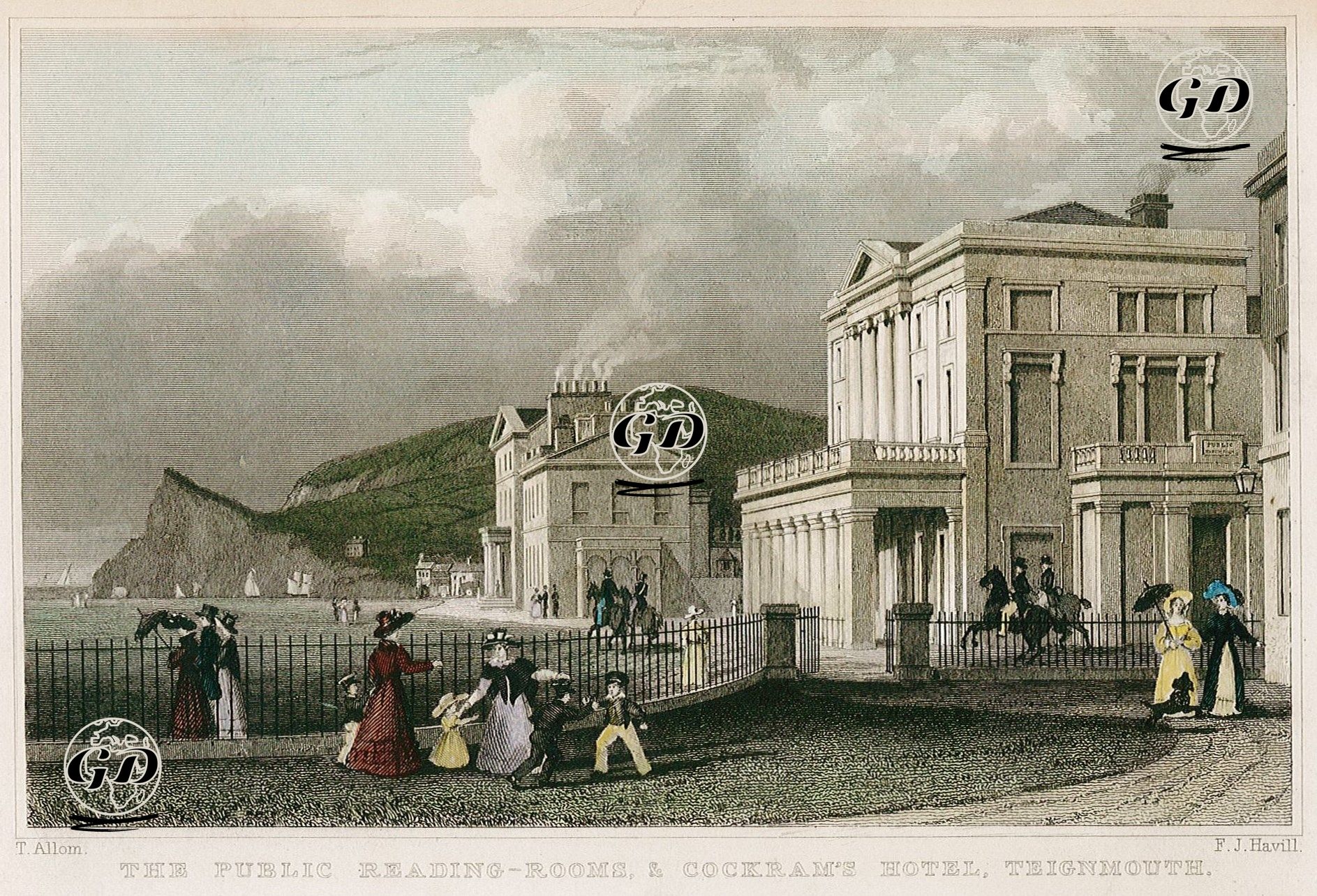 The Public Reading Rooms & Cockram's Hotel, Teignmouth - Thomas Allom (1804-1872) - 1832