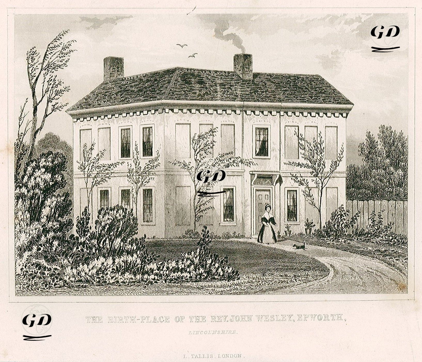 The Birth Place Of The Rev. John Wesley, Epworth, Lincolnshire -  - 1835