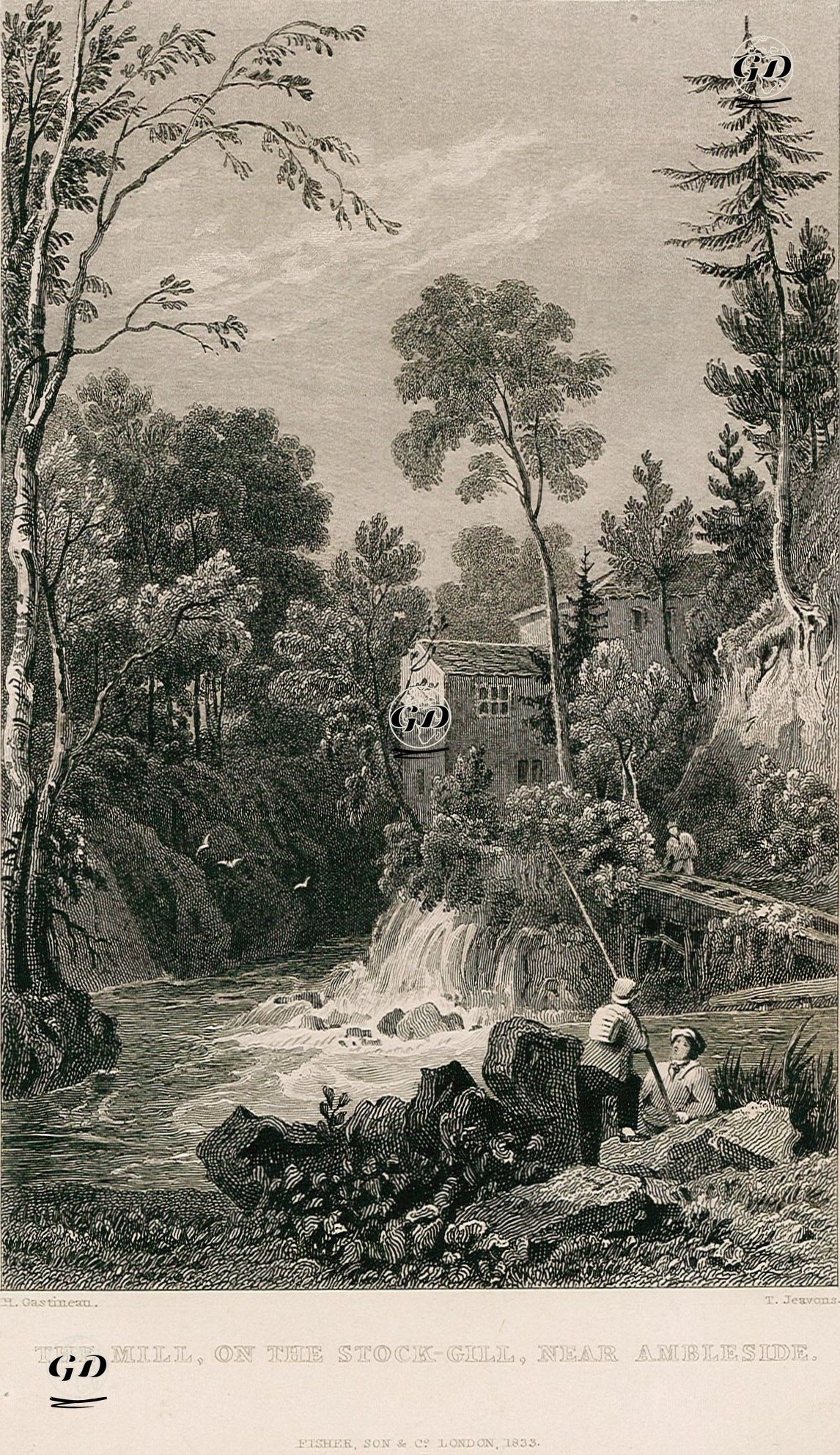 Ambleside Yakınlarında Değirmen - Henry Gastineau (1791-1876) - 1833