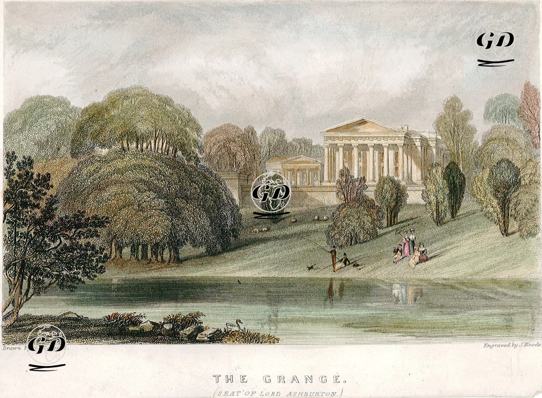 The Grange, Seat Of Lord Ashburton - G.F.Sargent (1811-1864) - 1830's