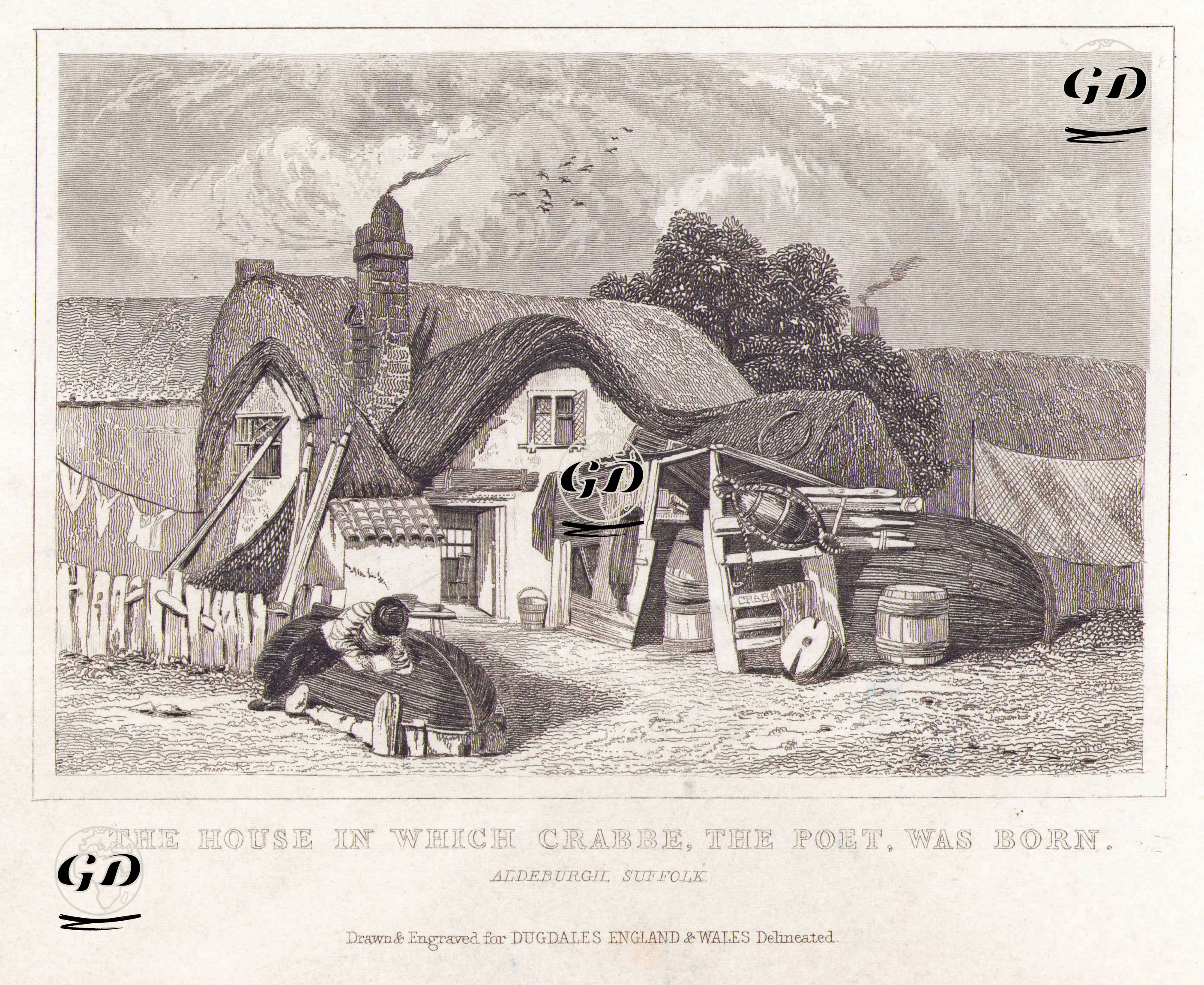 The House in Which Crabbe, The Poet, Was Born, Aldeburgh Suffolk -  - 1845