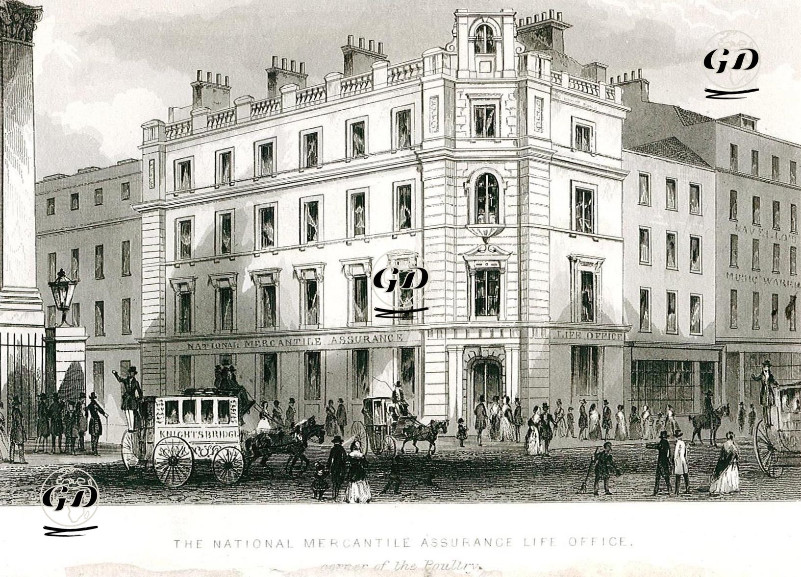 The National  Mercantile Assurance Life Office, Corner Of Poultry -  - 1840's-1850's