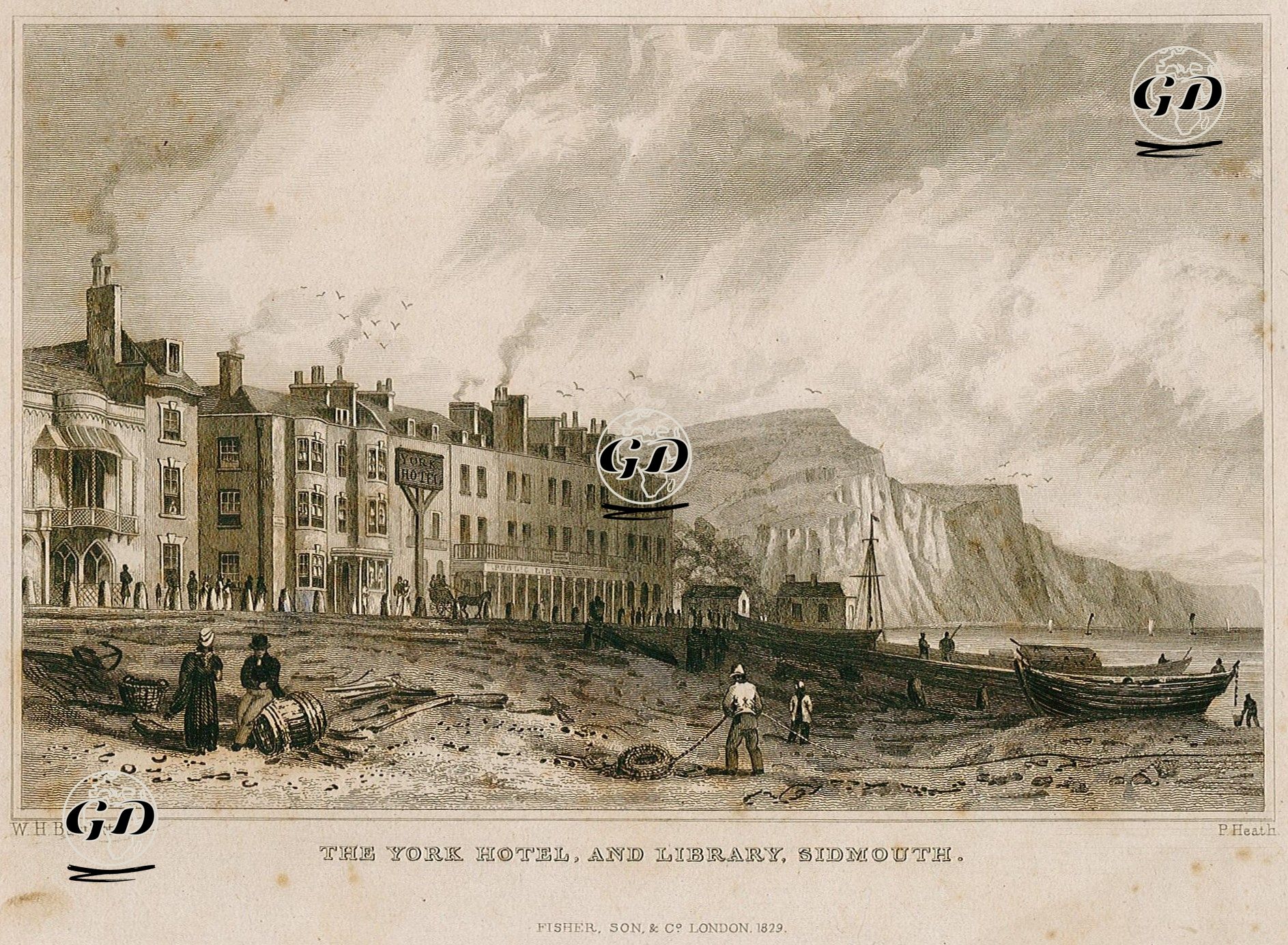 York Otel Ve Kütüphane Binası, Sidmouth - William Henry Bartlett (1809-1854) - 1829