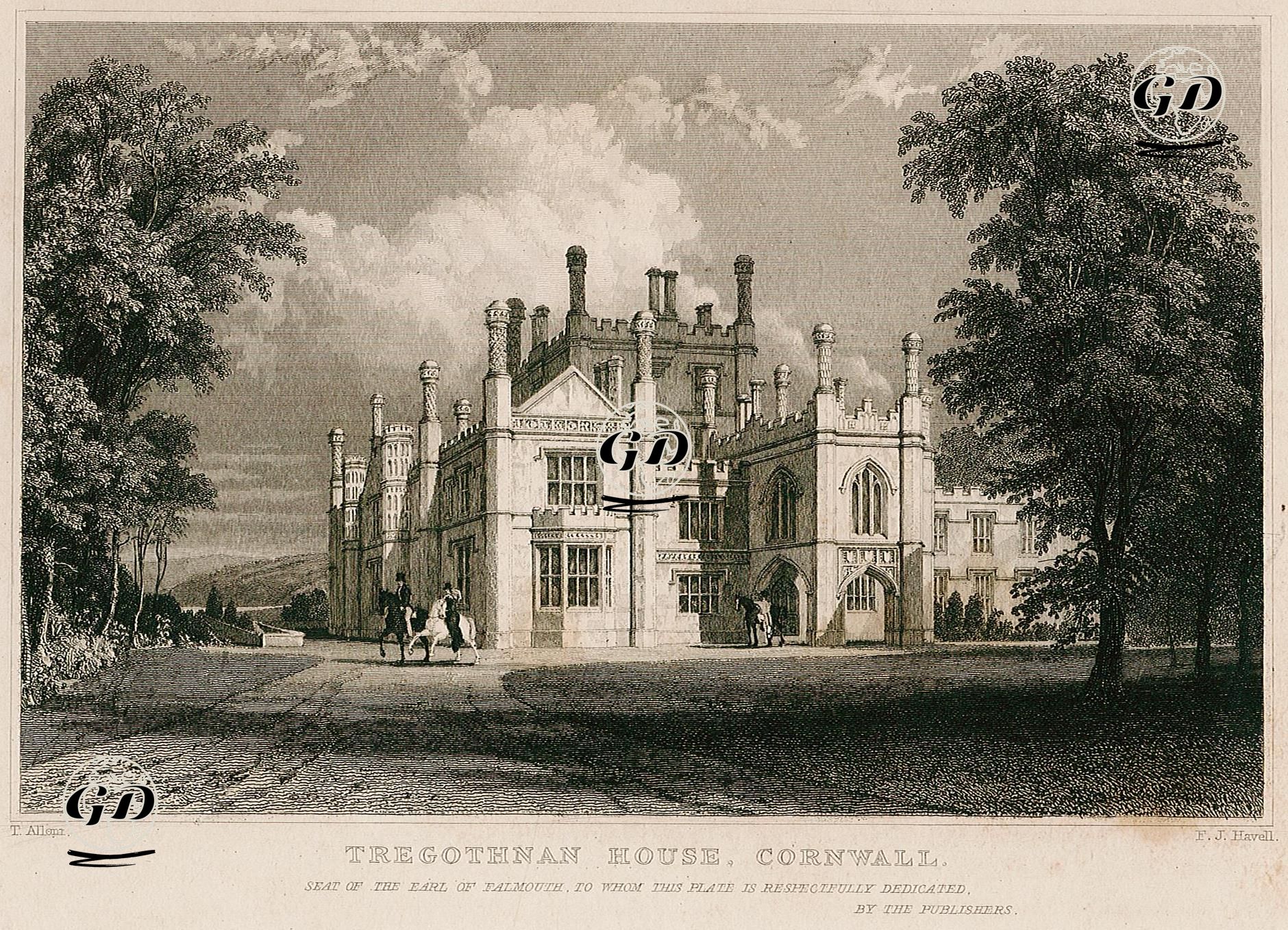 Tregothnan House, Cornwall, Seat Of The Earl Of Falmouth - Thomas Allom (1804-1872) - 1831